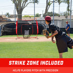 Gosports 7 Ft X 7 Ft Baseball & Softball Practice Hitting & Pitching Net With Bow Type Frame, Carry Bag And Strike Zone, Great F
