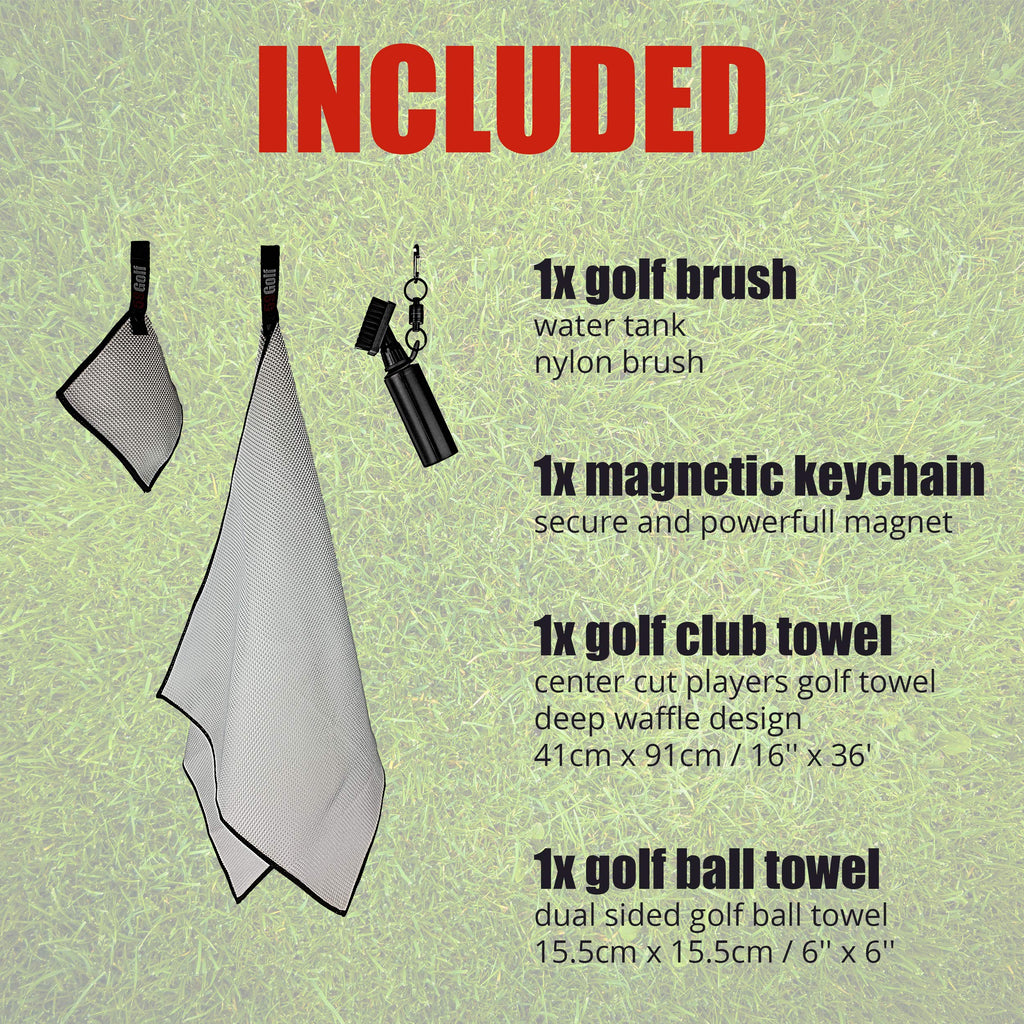 59Golf - Golf Club Cleaning Kit : Foaming Golf Club Brush With Water/Soap Tank + Golf Club Towel + Golf Ball Towel + Magnetic Ke