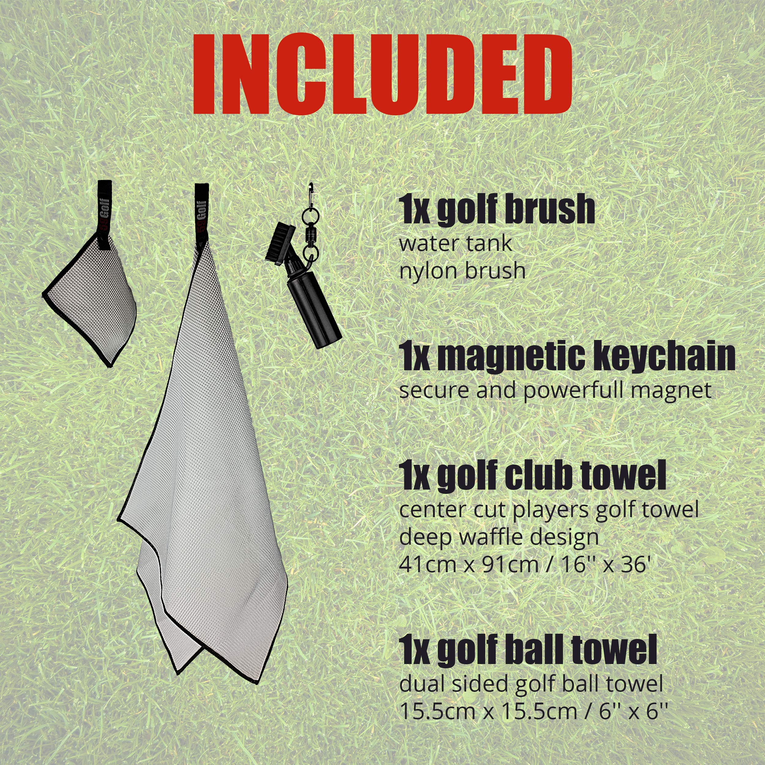 59Golf - Golf Club Cleaning Kit : Foaming Golf Club Brush With Water/Soap Tank + Golf Club Towel + Golf Ball Towel + Magnetic Ke