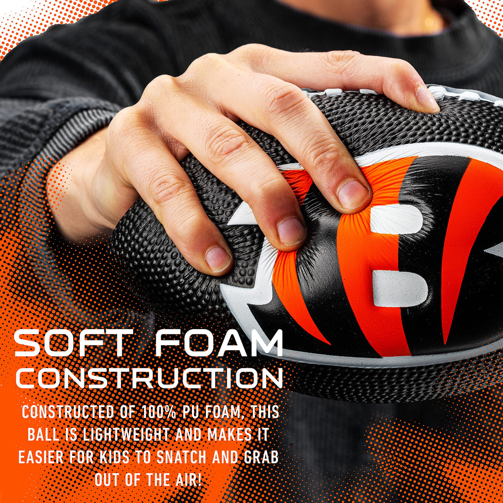 Franklin Sports Nfl Cincinnati Bengals Football - Kids Foam Football - Soft Football - Mini Size - Perfect For Gameday - 8.5'' 3