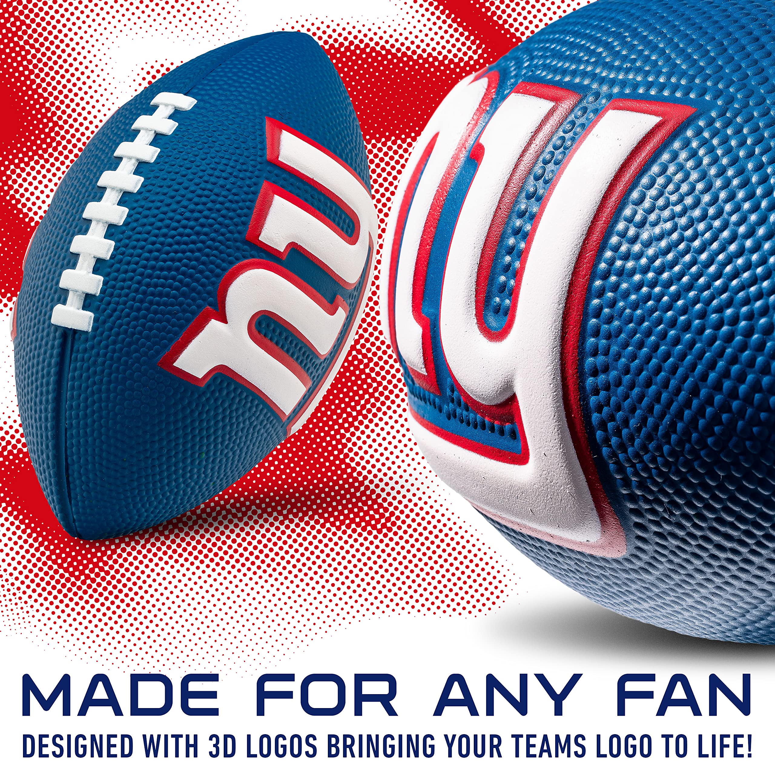 Franklin Sports Nfl New York Giants Football - Kids Foam Football - Soft Football - Mini Size - Perfect For Gameday - 8.5'' 3D L