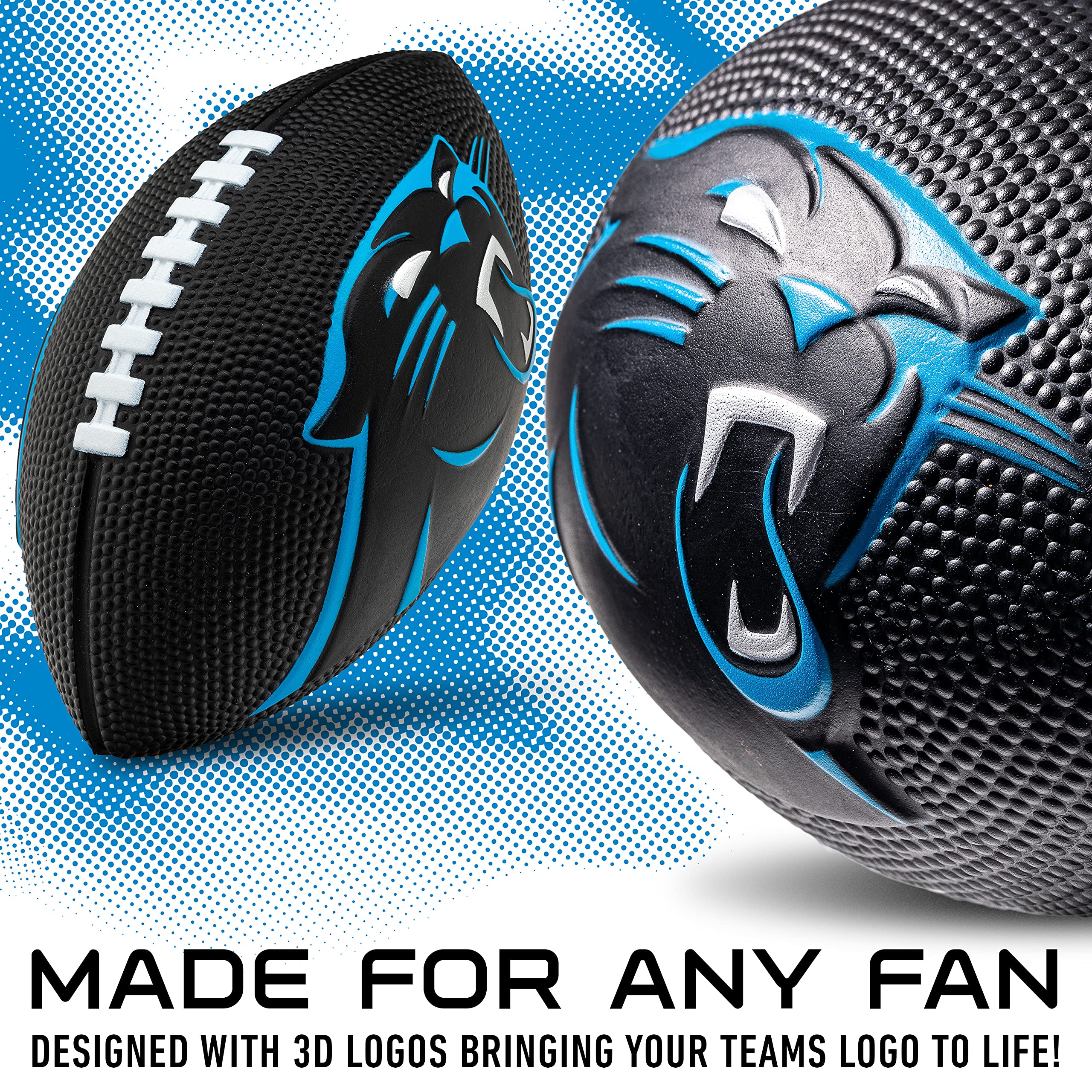 Franklin Sports Nfl Carolina Panthers Football - Kids Foam Football - Soft Football - Mini Size - Perfect For Gameday - 8.5'' 3D