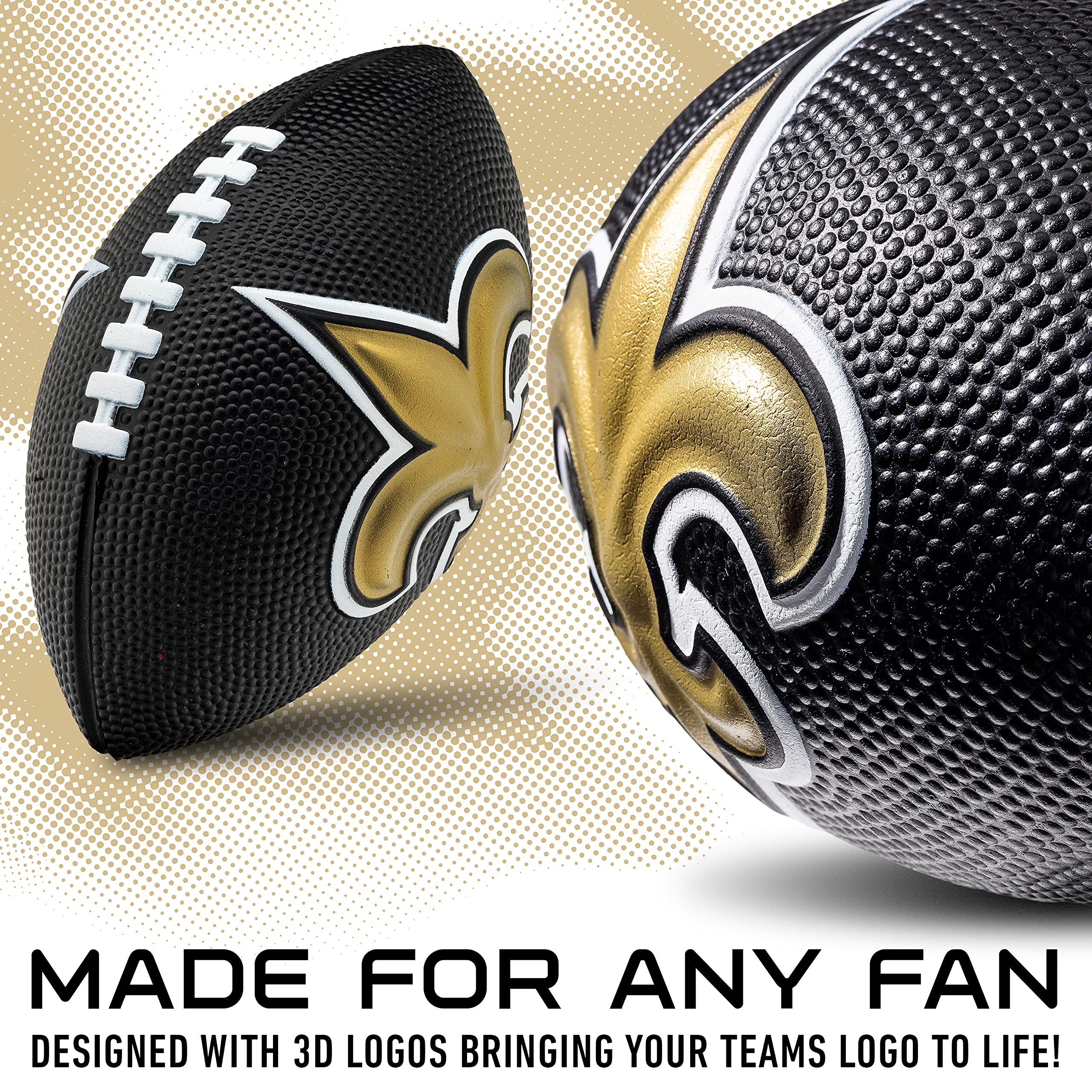 Franklin Sports Nfl New Orleans Saints Football - Kids Foam Football - Soft Football - Mini Size - Perfect For Gameday - 8.5'' 3