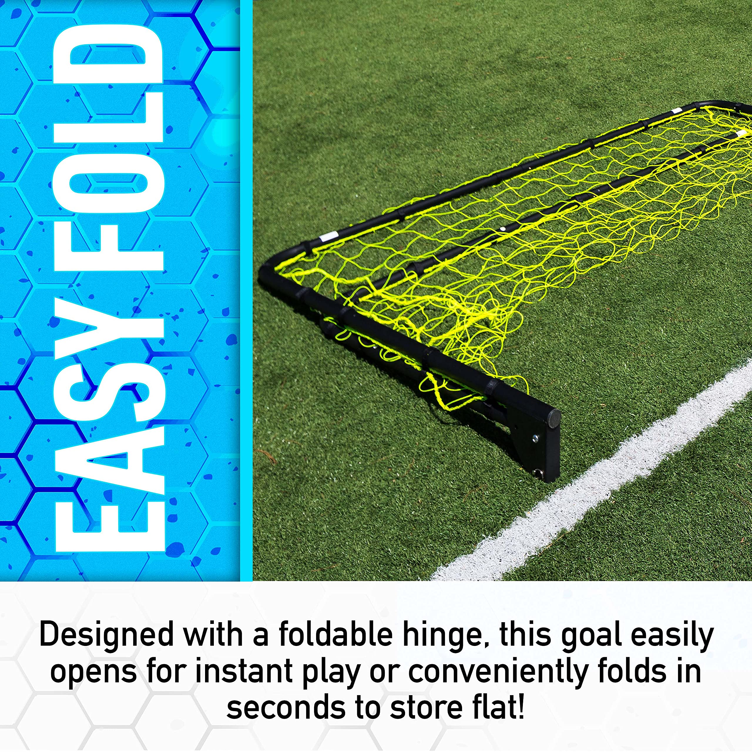Franklin Sports Premier Steel- Folding Backyard Soccer Goal With All Weather Net - Kids Backyard Soccer Net - Easy Assembly - 6'