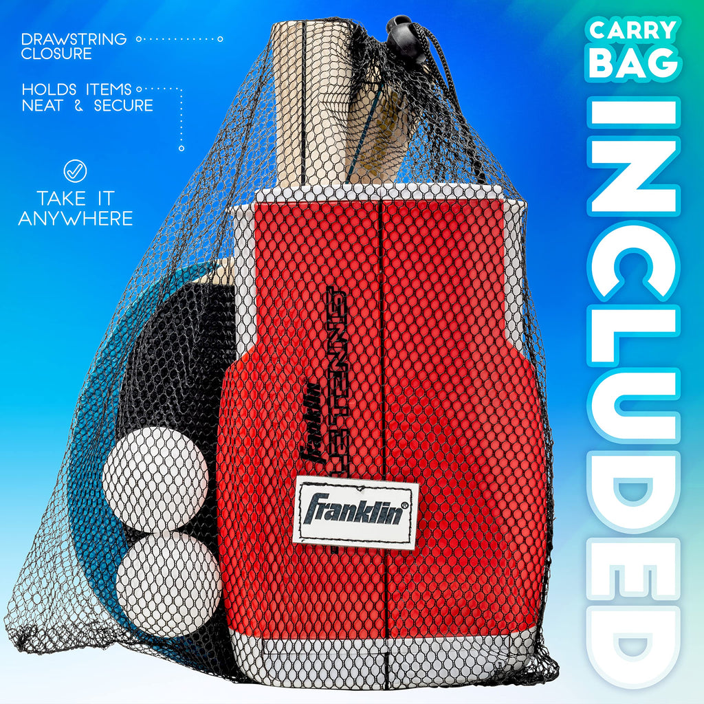 Franklin Sports Table Tennis To Go Portable Ping Pong Net Set - Any Table Top Adjustable, (2) Ping Pong Paddles + (2) Ping Pong