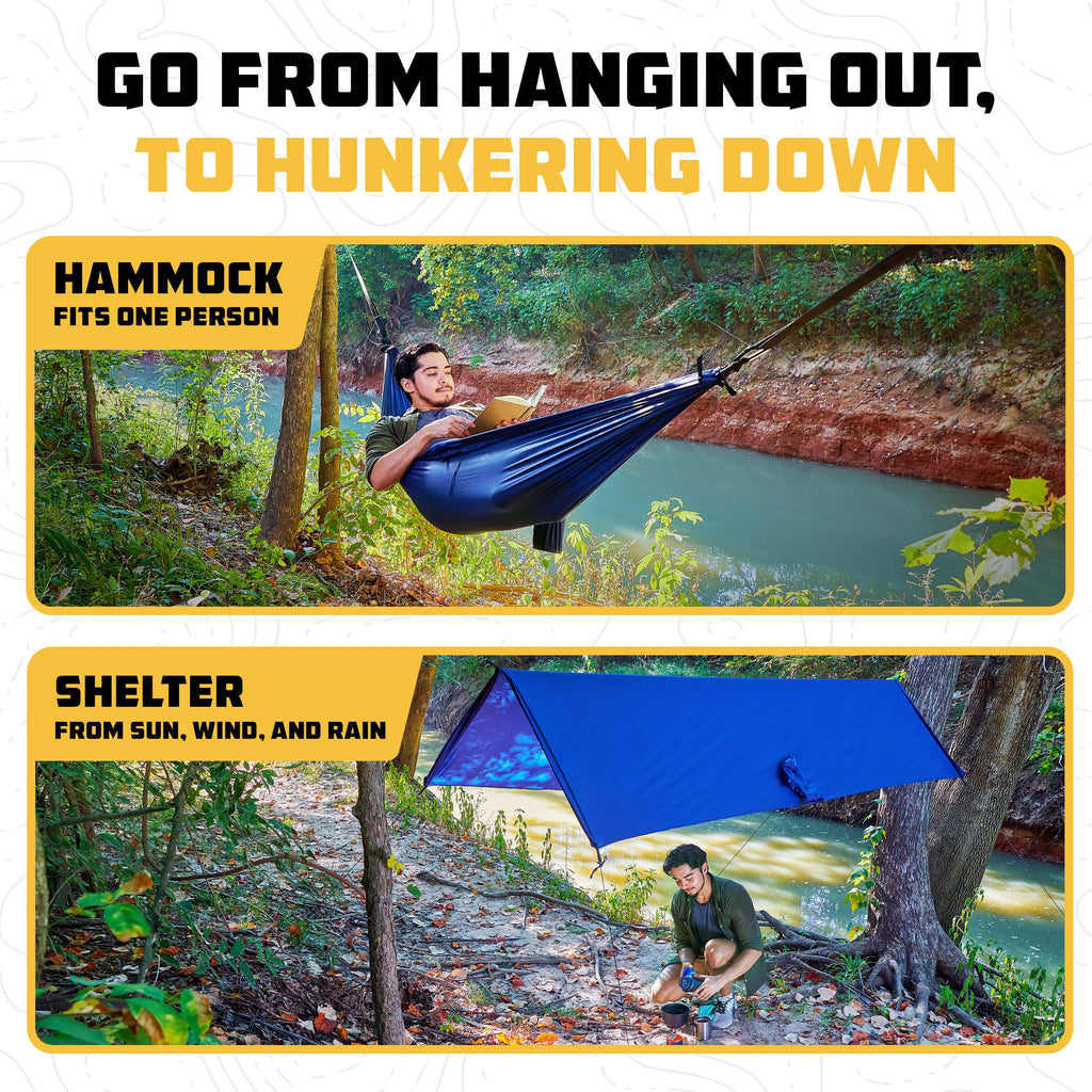 Wise Owl Outfitters 4In1 Hammock - Camping Hammock, Shelter Tarp, Poncho, And Footprint - Camping Essentials And Accessories For