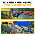 Wise Owl Outfitters 4In1 Hammock - Camping Hammock, Shelter Tarp, Poncho, And Footprint - Camping Essentials And Accessories For