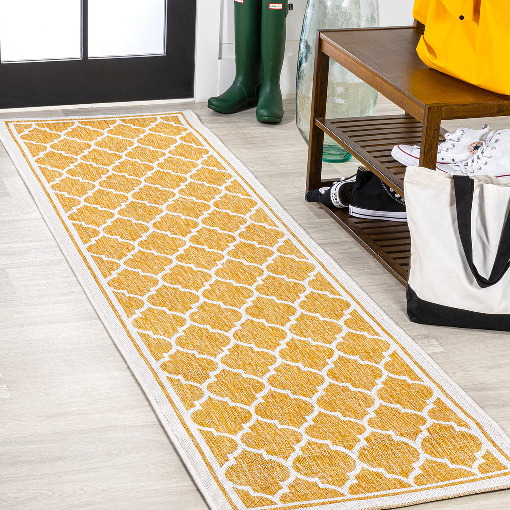 Jonathan Y Smb109F-3 Trebol Moroccan Trellis Textured Weave Indoor Outdoor Area Rug, Bohemian Coastal Contemporary Easy Cleaning