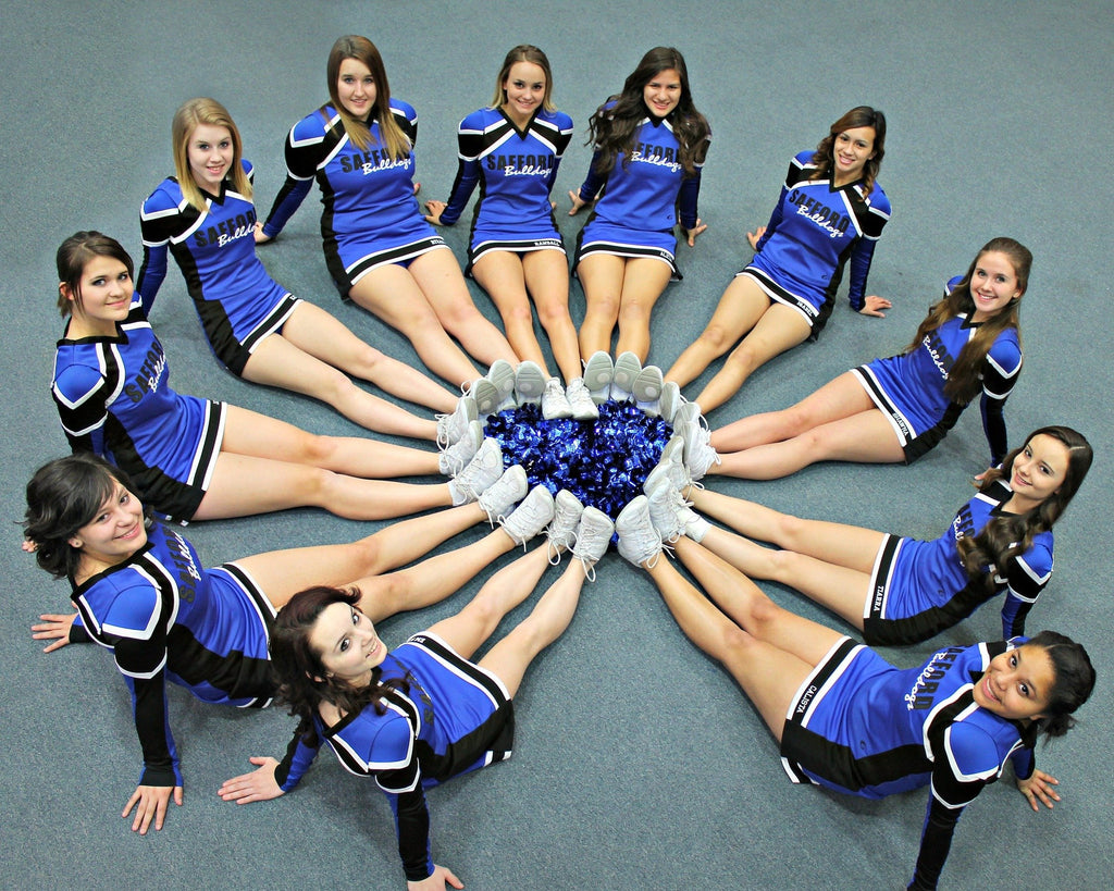 Puzine 2Pack 12'' Cheerleading Pom Poms With New Handle For Team Spirit Sports Dance Cheering Kids Adults(Blue)