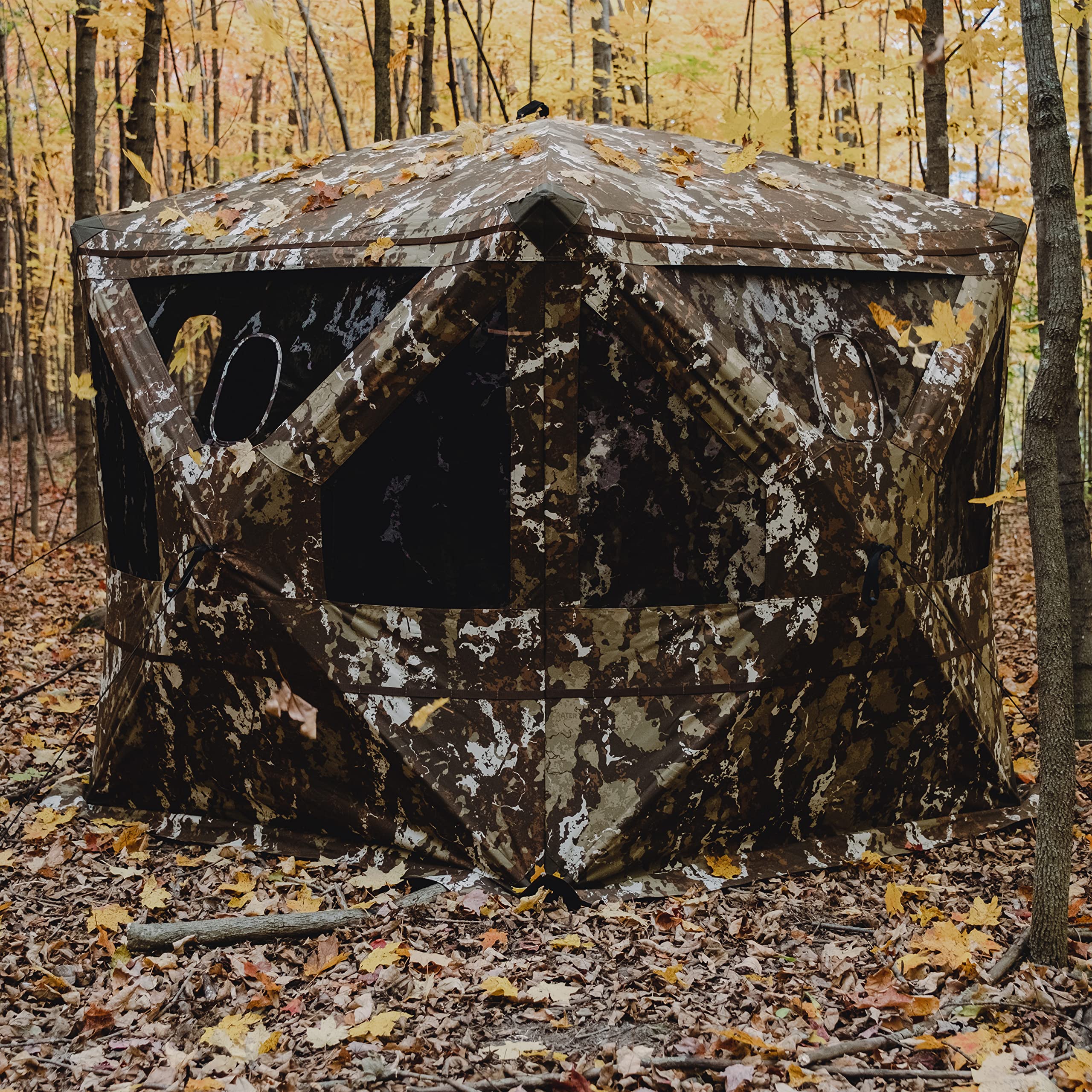 Barronett Blinds Pentagon Heavy-Duty, Portable Hunting Blind, 5-Sided Hub Blind, 600 Denier Fabric, Low Profile Windows, 4-Perso