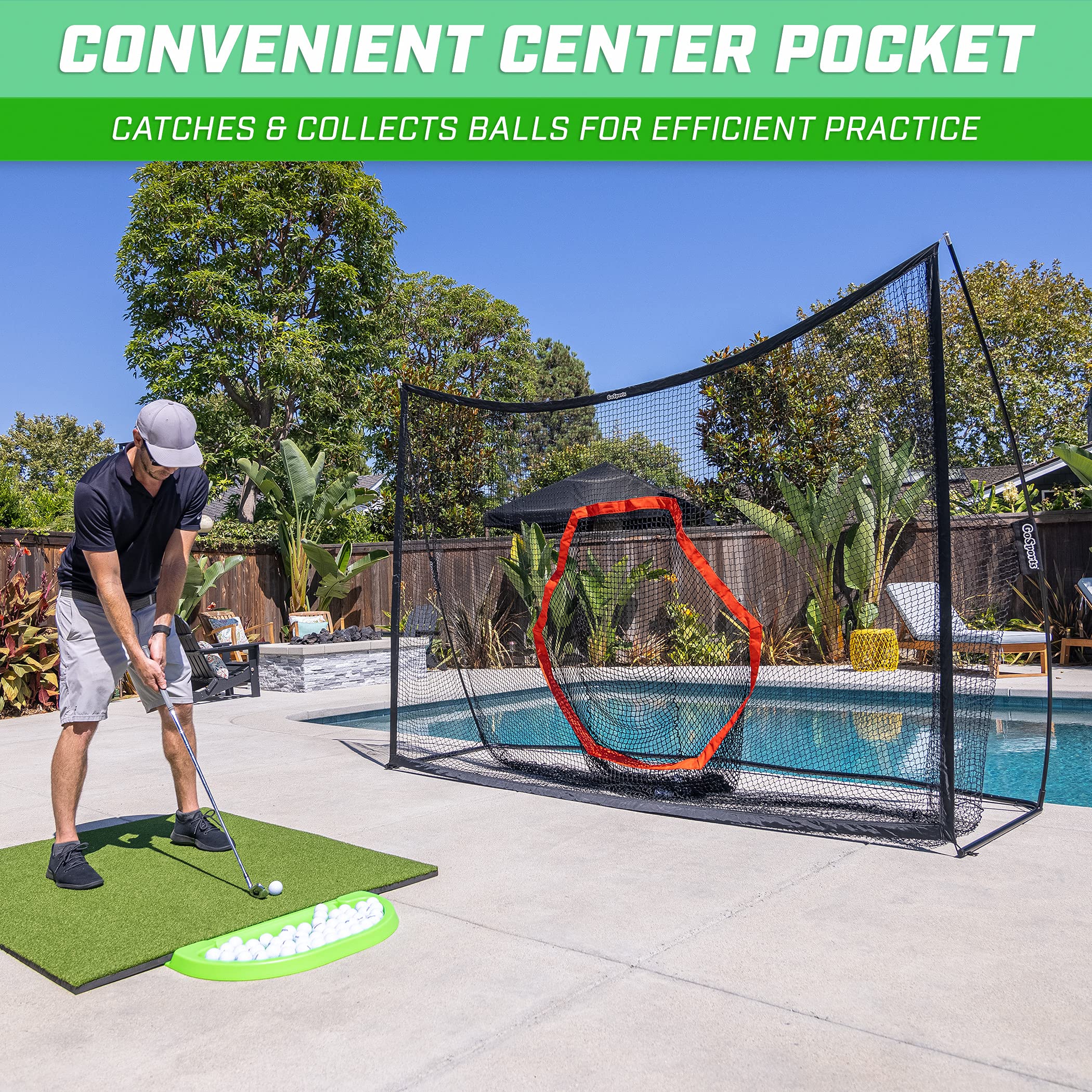 Gosports Golf Practice Hitting Net - Choose Between Huge 10 Ft X 7 Ft Or 7 Ft X 7 Ft Nets - Personal Driving Range For Indoor Or