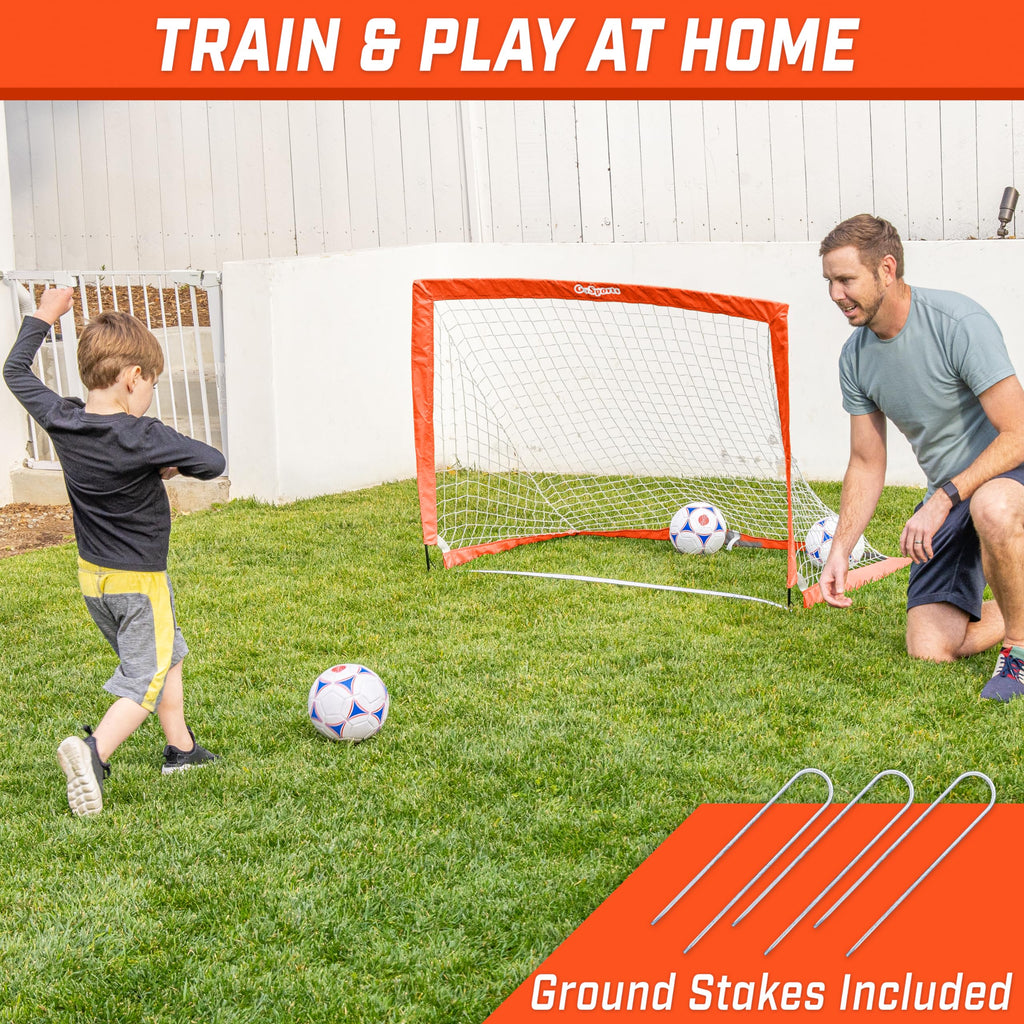 Gosports Team Tone 4 Ft X 3 Ft Portable Soccer Goal For Kids - Pop Up Net For Backyard - Red