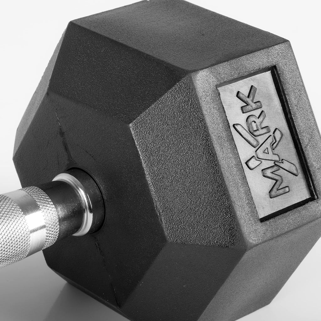 Xmark 380 Lb Rubber Encased Exercise & Fitness Hex Dumbbell Set, Dumbbell Set And Heavy Duty Dumbbell Rack, 10 To 50 Lb Hex Dumb