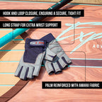 Mrx Boxing & Fitness Sailing Gloves With 3/4 Finger And Grip For Men And Women, Great For Kayaking, Workouts And More (Blue/Grey