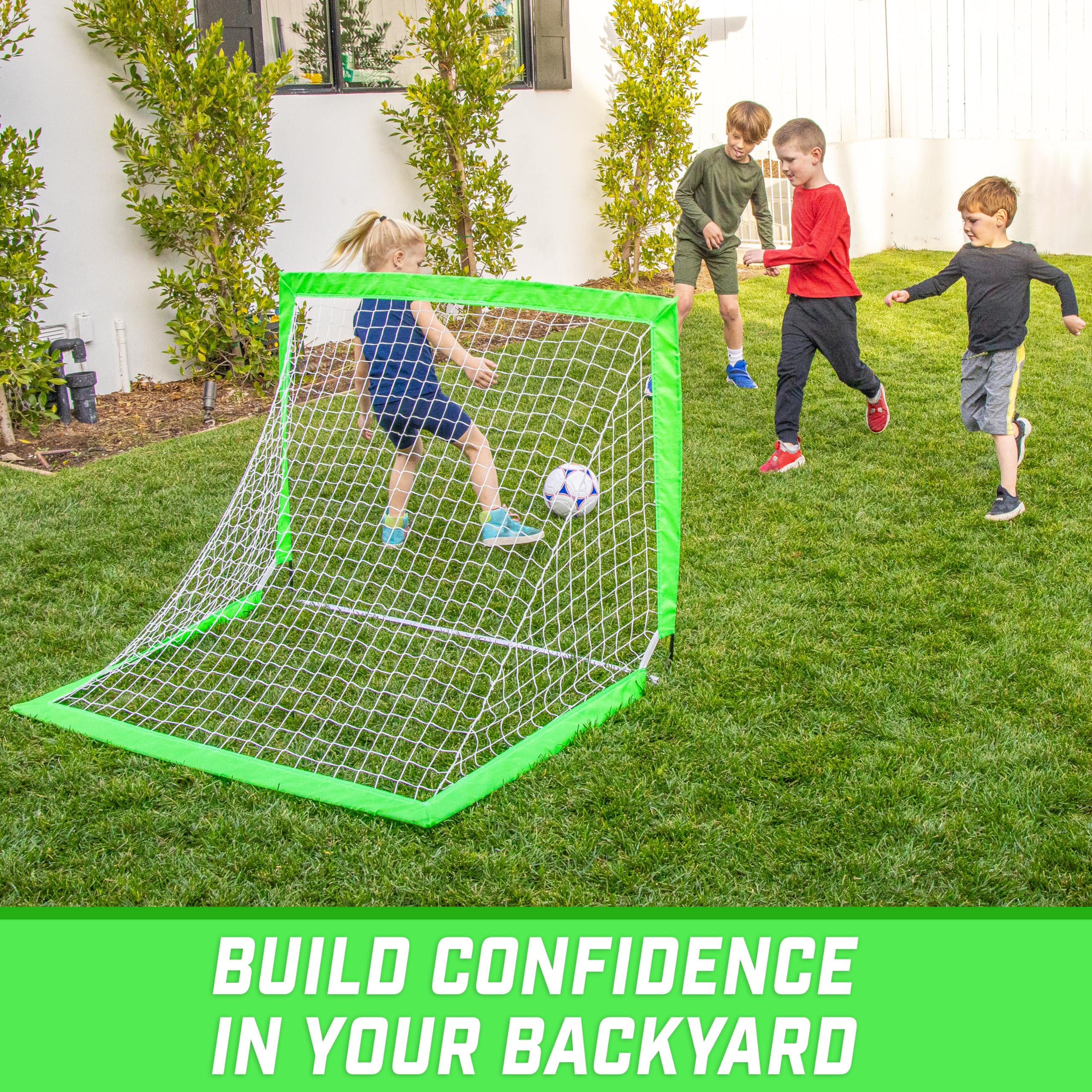Gosports Team Tone 4 Ft X 3 Ft Portable Soccer Goal For Kids - Pop Up Net For Backyard - Bright Green