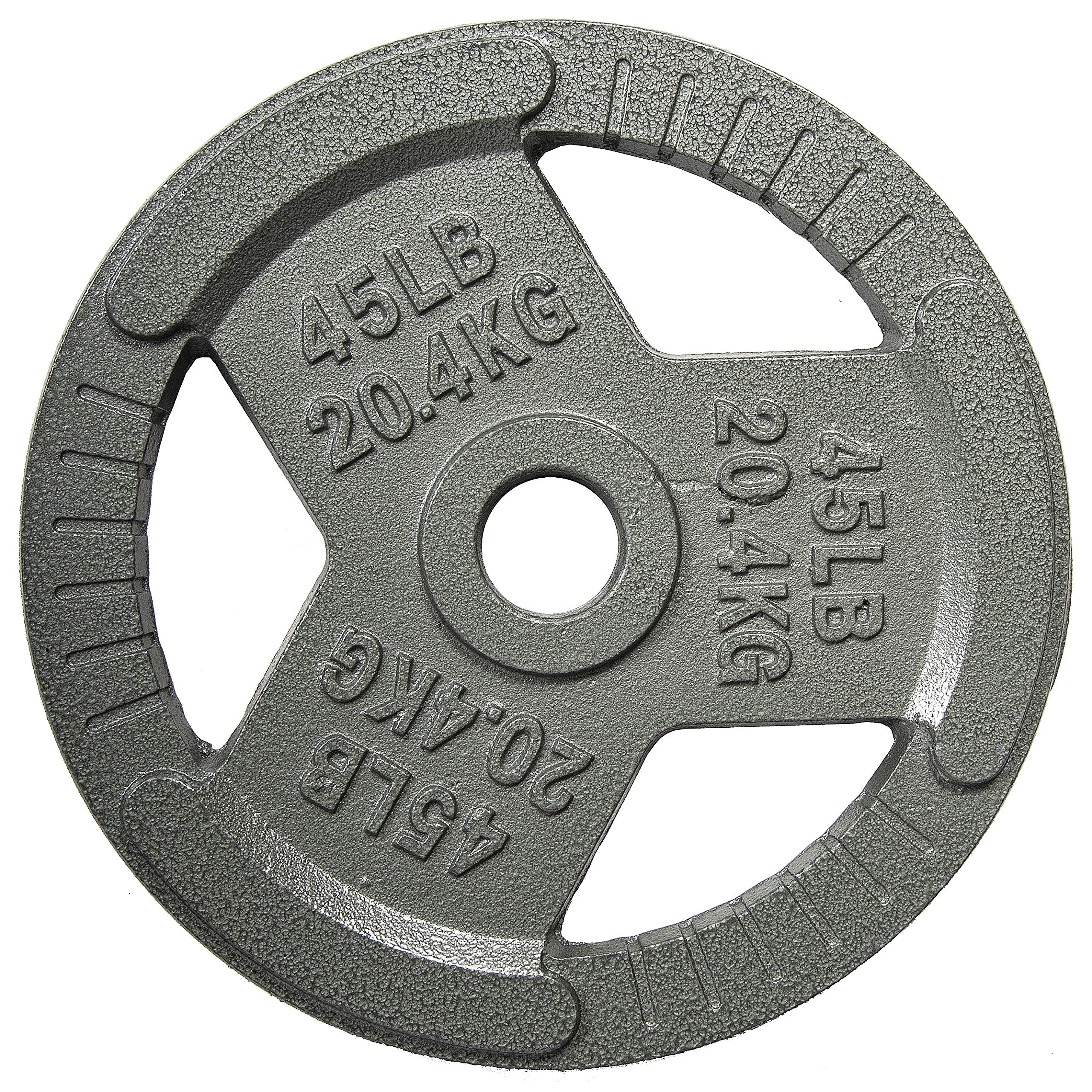 Fitvids Cast Iron Plate Weight Plate For Strength Training And Weightlifting, 2-Inch Center, 45Lb (Single)