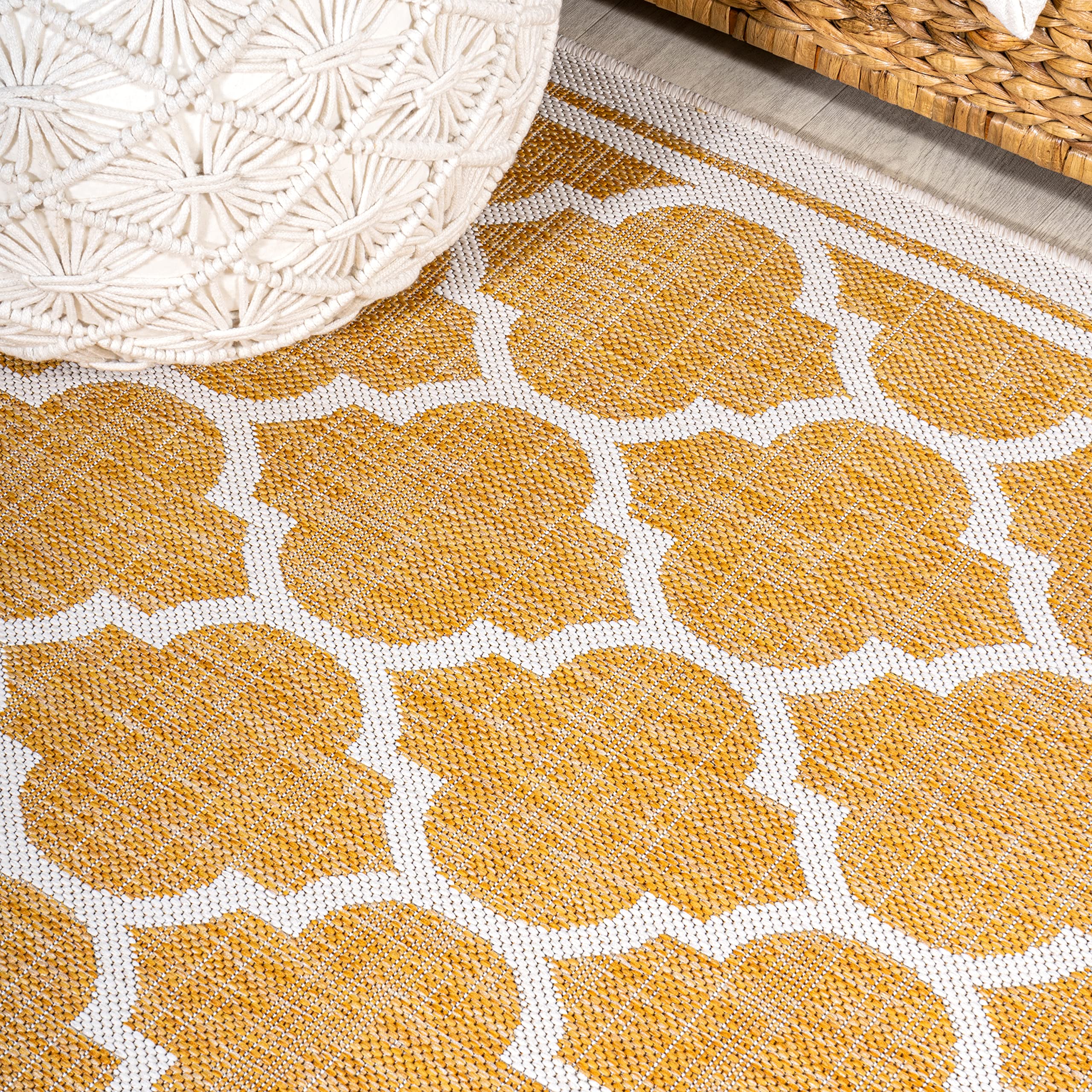 Jonathan Y Smb109F-3 Trebol Moroccan Trellis Textured Weave Indoor Outdoor Area Rug, Bohemian Coastal Contemporary Easy Cleaning