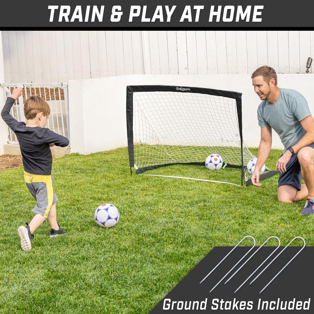 Gosports Team Tone 4 Ft X 3 Ft Portable Soccer Goal For Kids - Pop Up Net For Backyard - Black