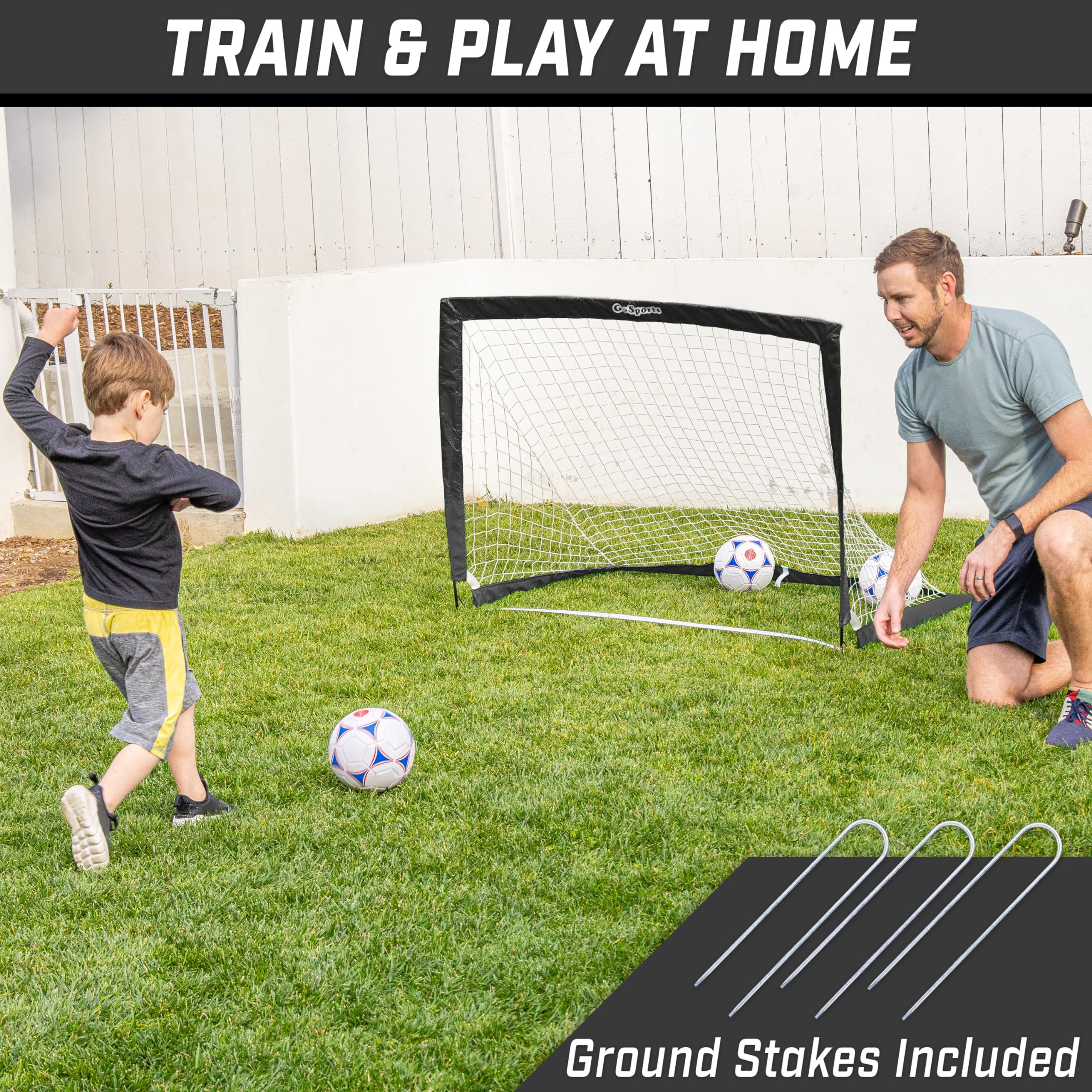 Gosports Team Tone 4 Ft X 3 Ft Portable Soccer Goal For Kids - Pop Up Net For Backyard - Black