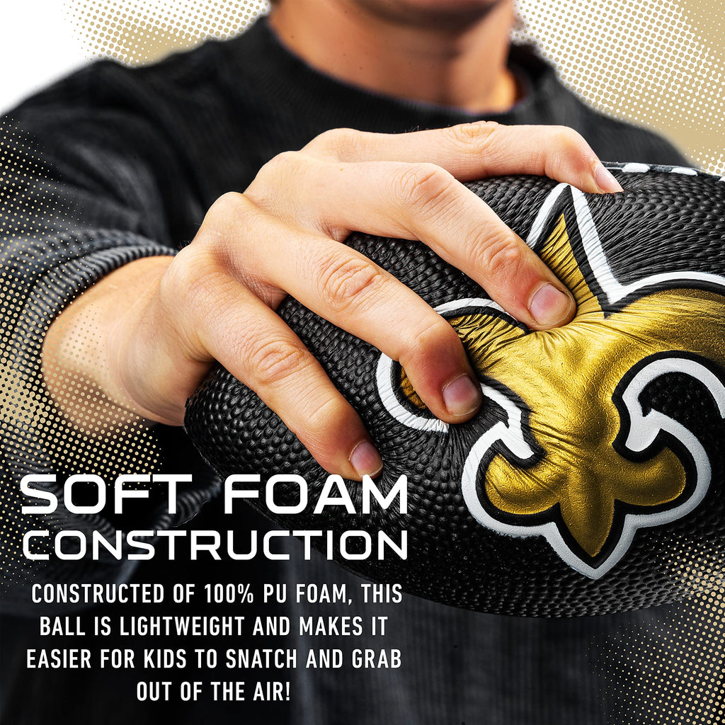 Franklin Sports Nfl New Orleans Saints Football - Kids Foam Football - Soft Football - Mini Size - Perfect For Gameday - 8.5'' 3