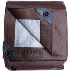 Tarp Cover Brown/Silver Heavy Duty Thick Material Water Proof Tear Proof Uv Resistant Reinforced Edges Boat Tent Rv Or Pool Cove