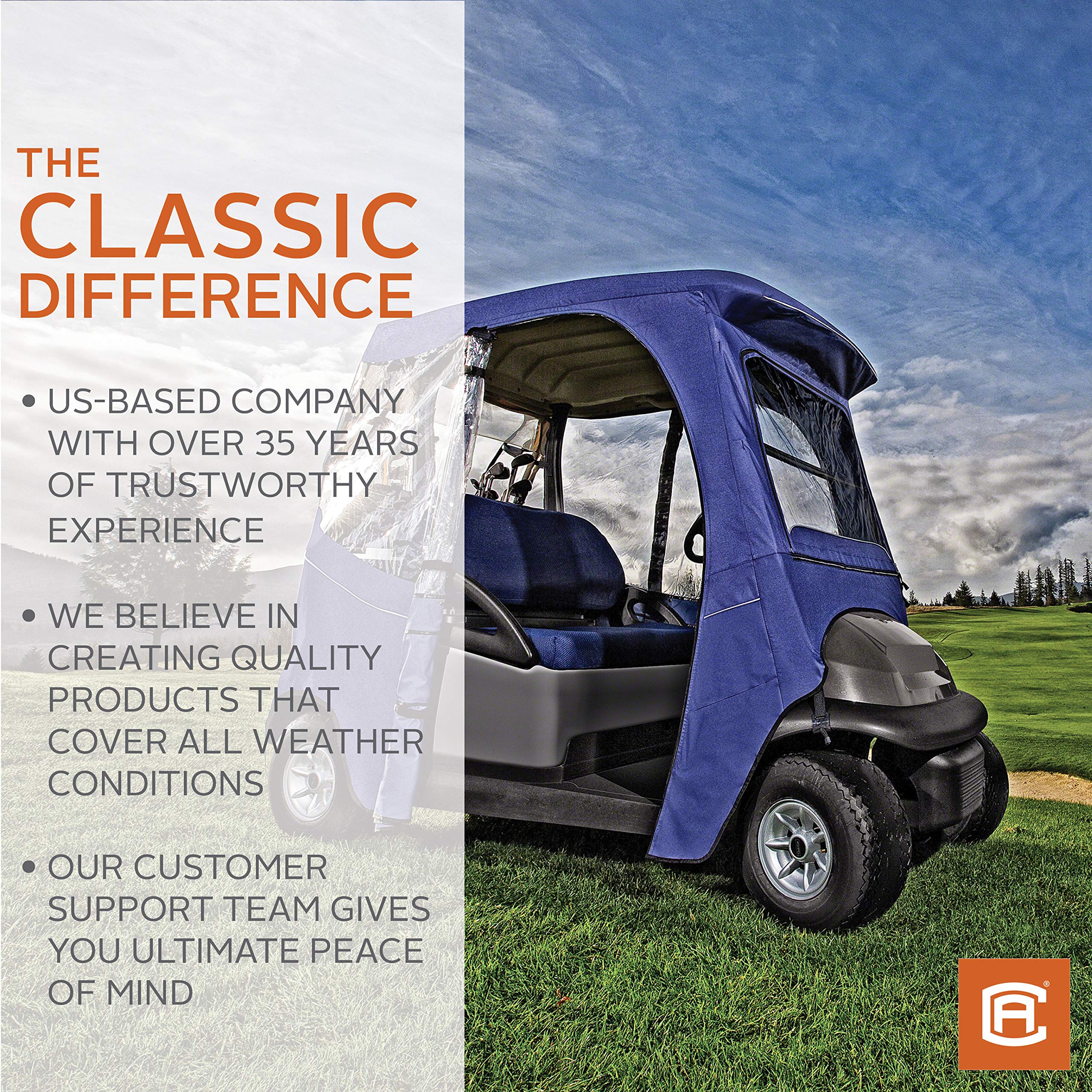 Classic Accessories Fairway Neoprene Paneled Golf Cart Seat Cover, Navy News/Black