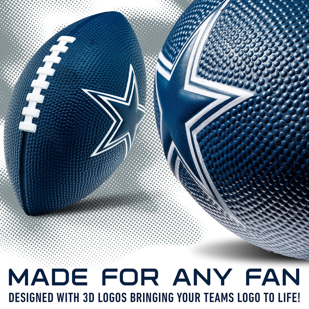 Franklin Sports Nfl Dallas Cowboys Football - Kids Foam Football - Soft Football - Mini Size - Perfect For Gameday - 8.5'' 3D Lo