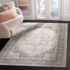 Safavieh Brentwood Collection 9 X 12 Navy  Cream Bnt865N Medallion Distressed Non-Shedding Living Room Bedroom Dining Home Offic