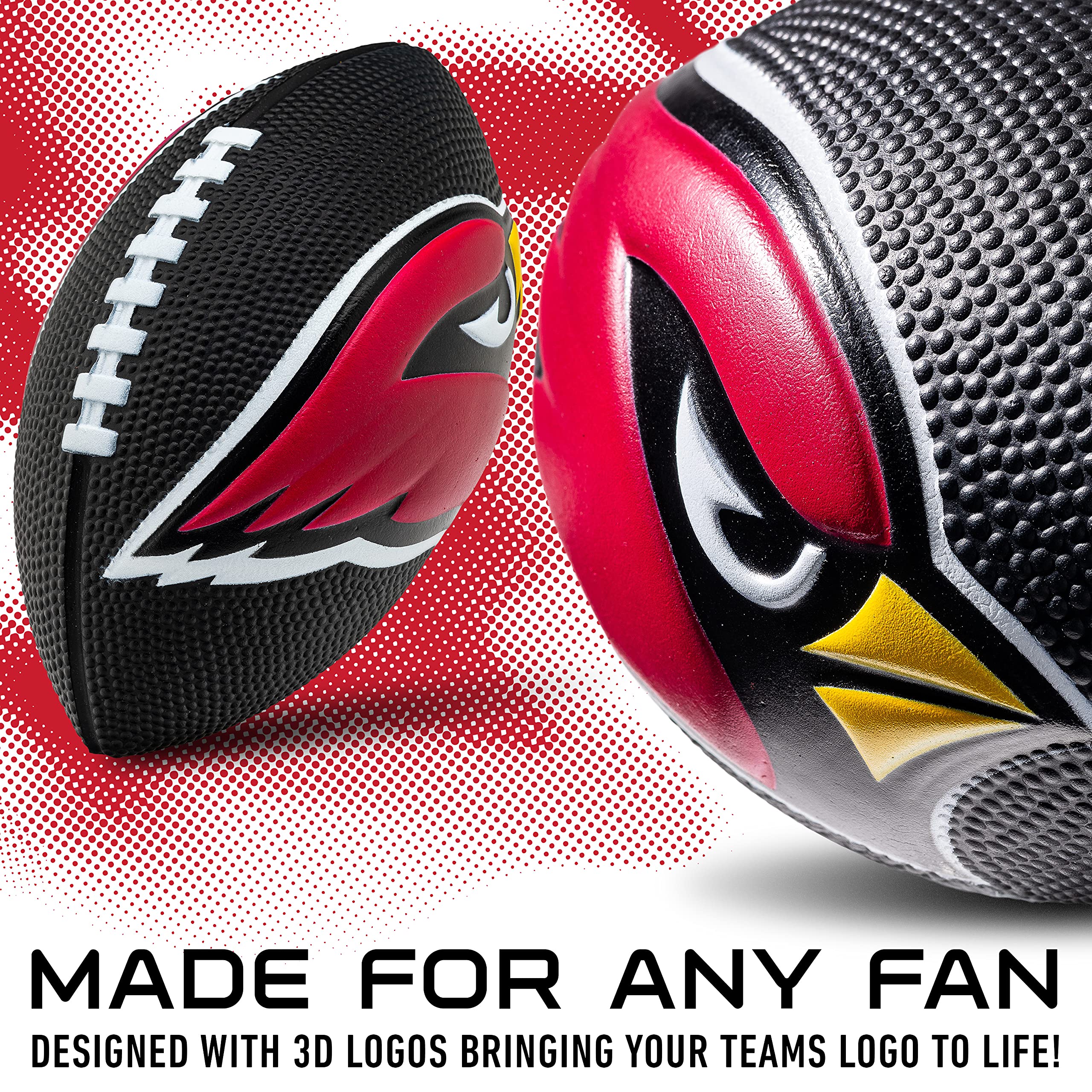 Franklin Sports Nfl Arizona Cardinals Football - Kids Foam Football - Soft Football - Mini Size - Perfect For Gameday - 8.5'' 3D