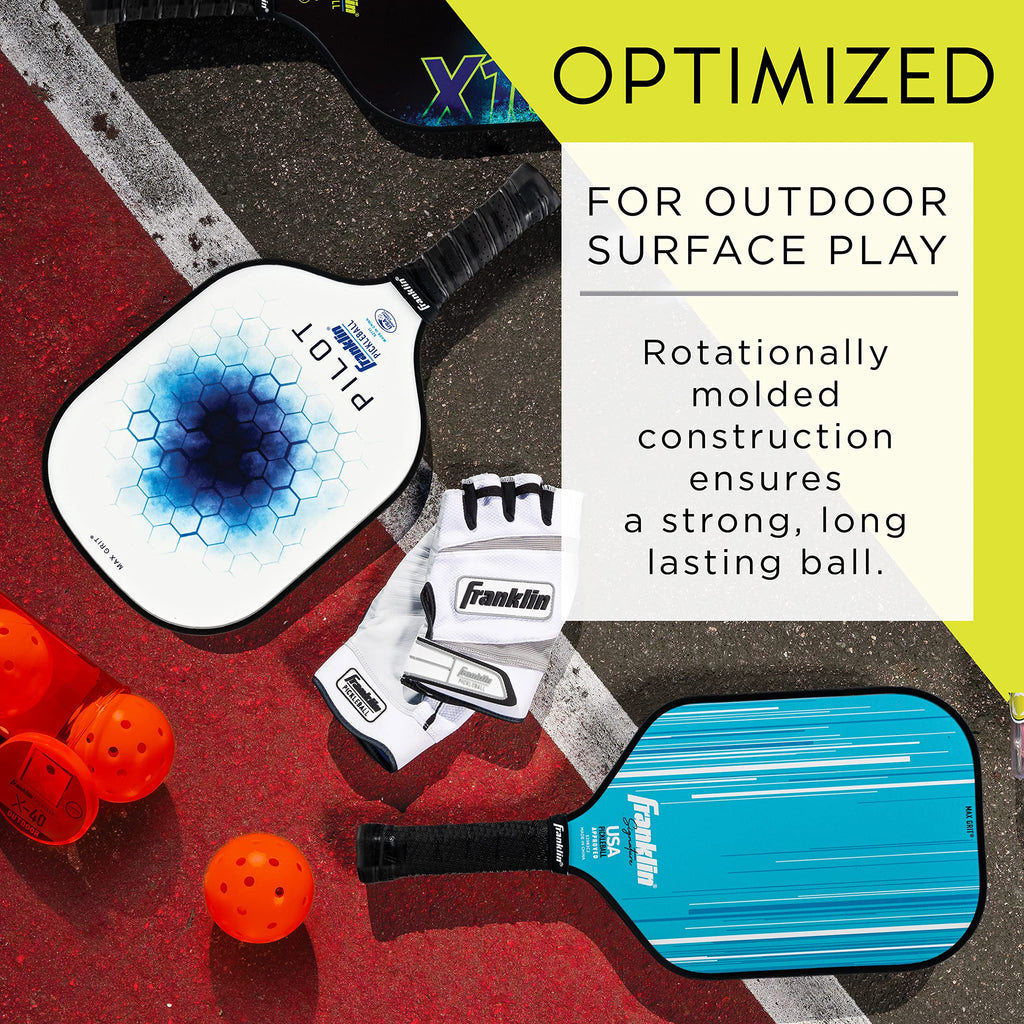 Franklin Sports Outdoor Pickleballs - X-40 Pickleball Balls - Usa Pickleball (Usapa) Approved - 3 Pack Outside Pickleballs - Emb