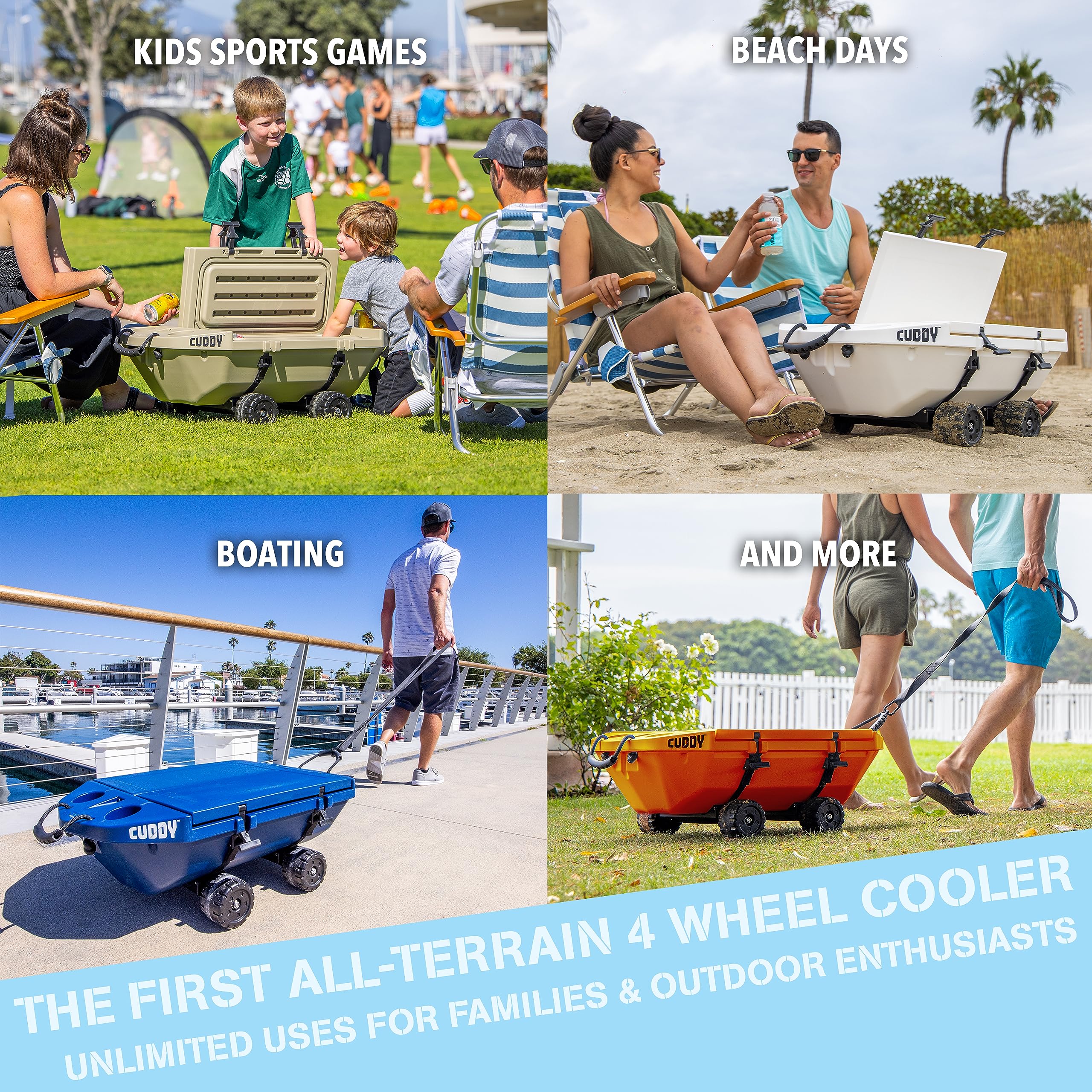 Cuddy Crawler Cooler with Wheels - 40 QT Amphibious Floating Cooler and Dry Storage Vessel - Navy