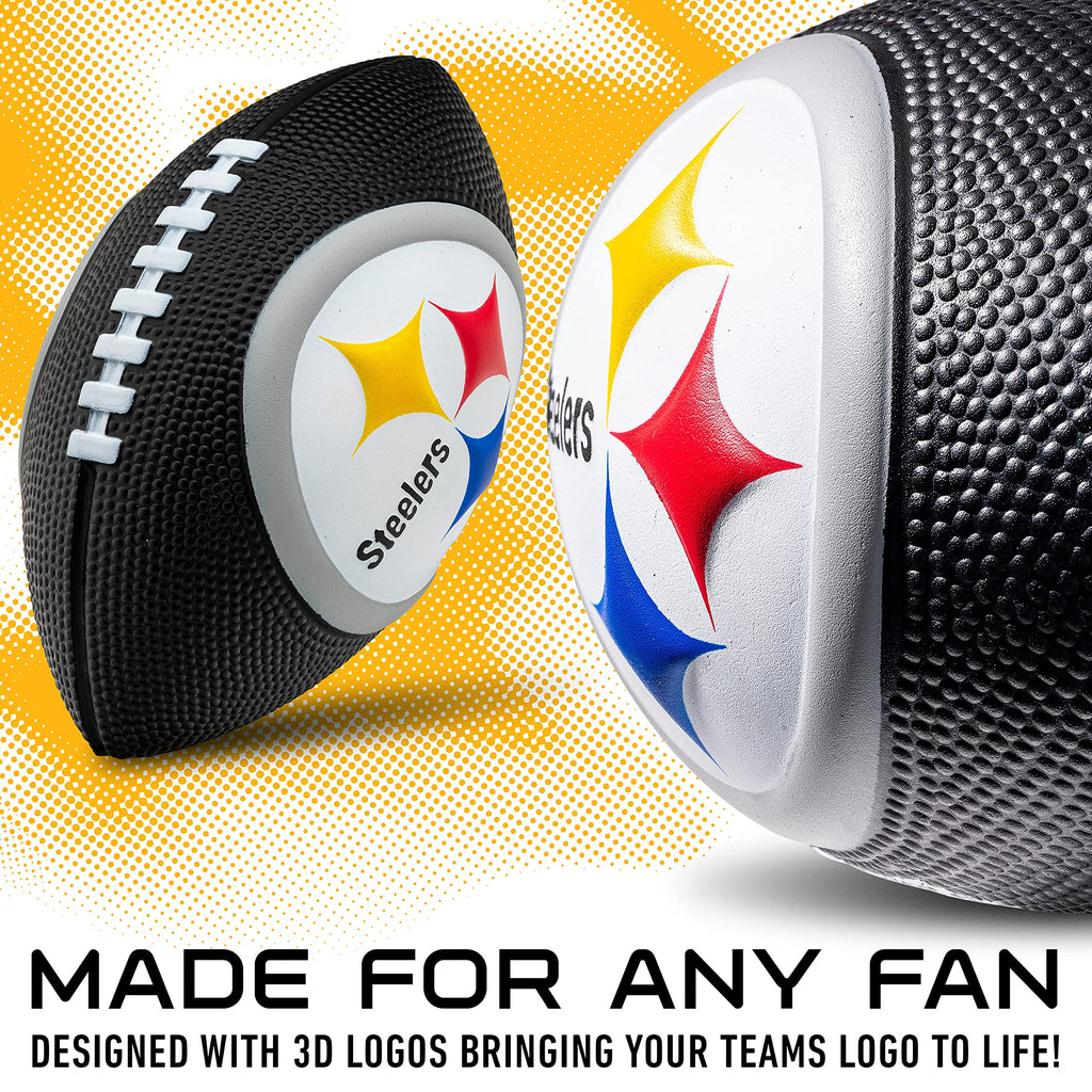 Franklin Sports Nfl Pittsburgh Steelers Football - Kids Foam Football - Soft Football - Mini Size - Perfect For Gameday - 8.5''