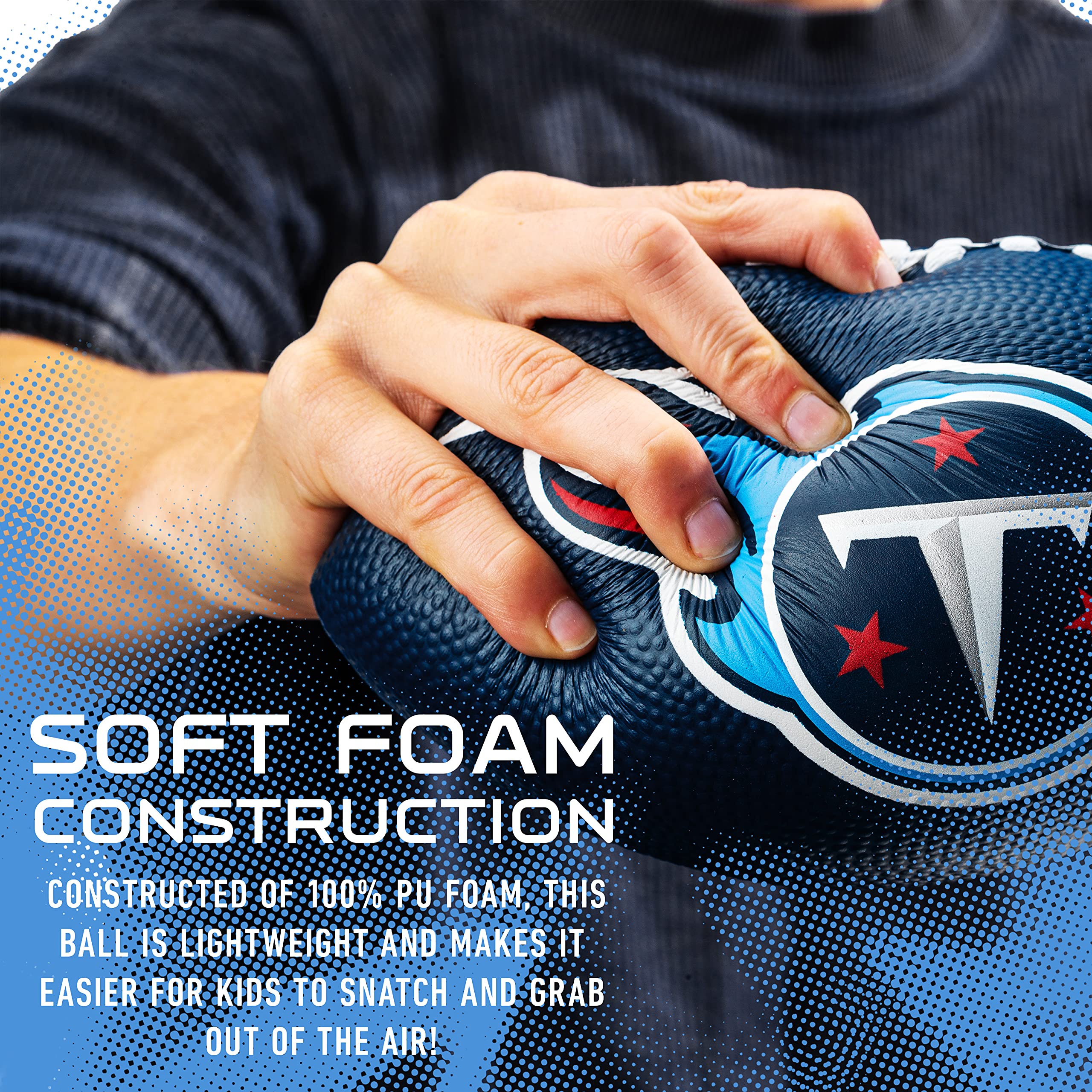 Franklin Sports Nfl Tennesse Titans Football - Kids Foam Football - Soft Football - Mini Size - Perfect For Gameday - 8.5'' 3D L