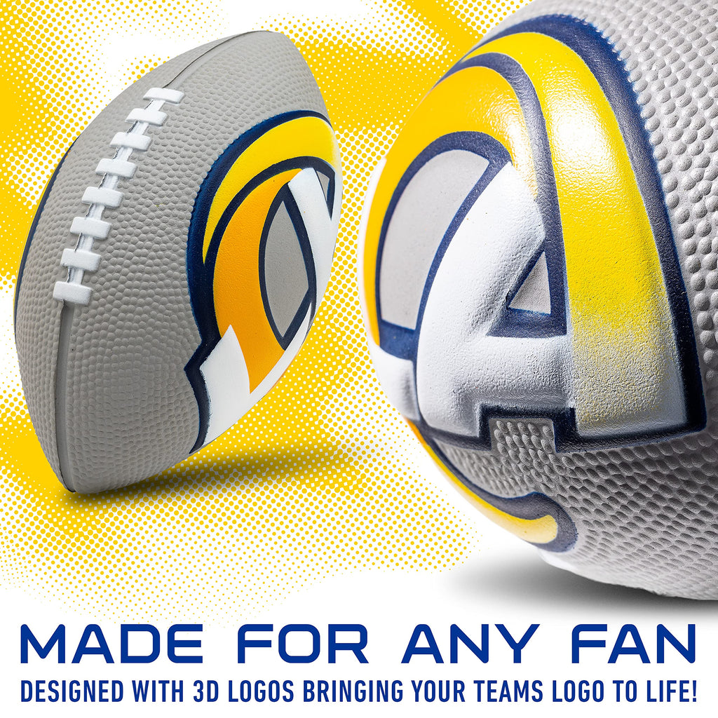 Franklin Sports Nfl Los Angeles Rams Football - Kids Foam Football - Soft Football - Mini Size - Perfect For Gameday - 8.5'' 3D