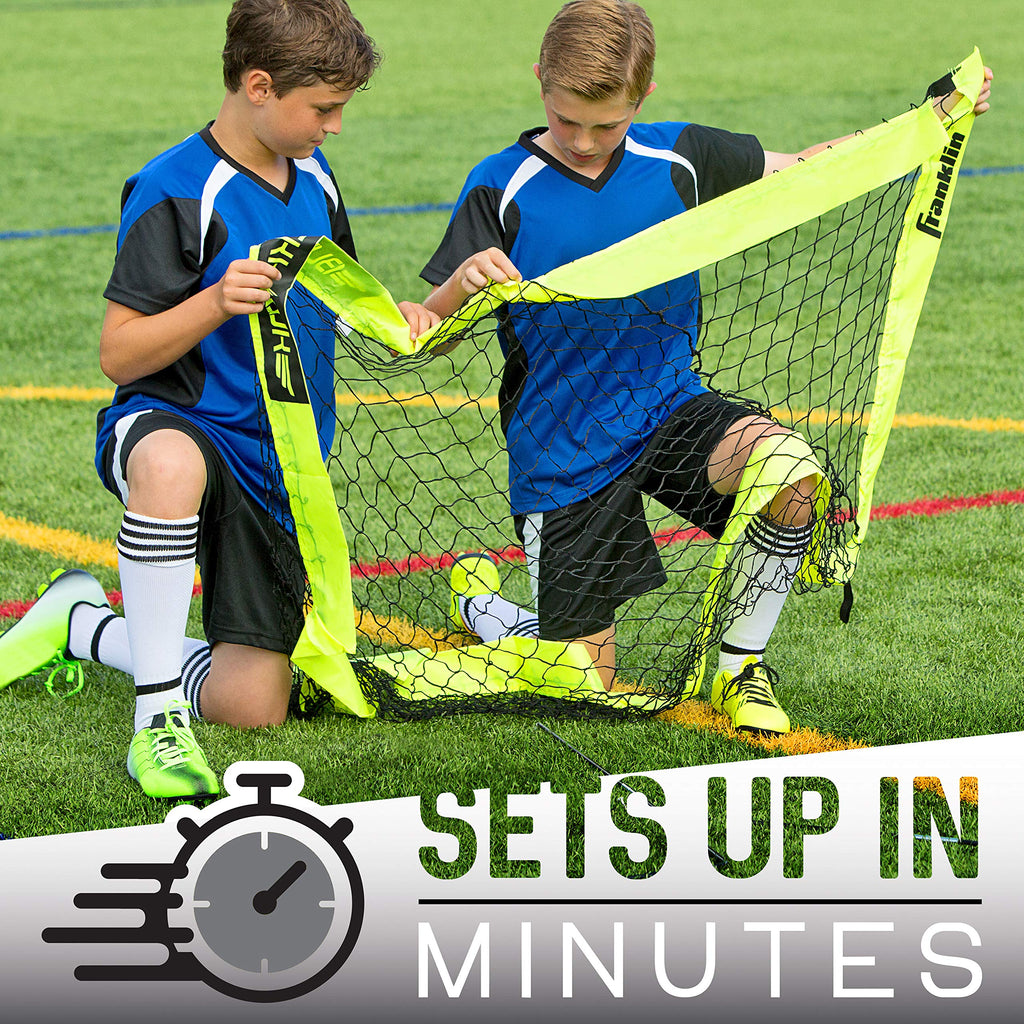 Franklin Sports Blackhawk Backyard Soccer Goal - Portable Kids Soccer Net - Pop Up Folding Indoor + Outdoor Goals - 6'6'' X 3'''