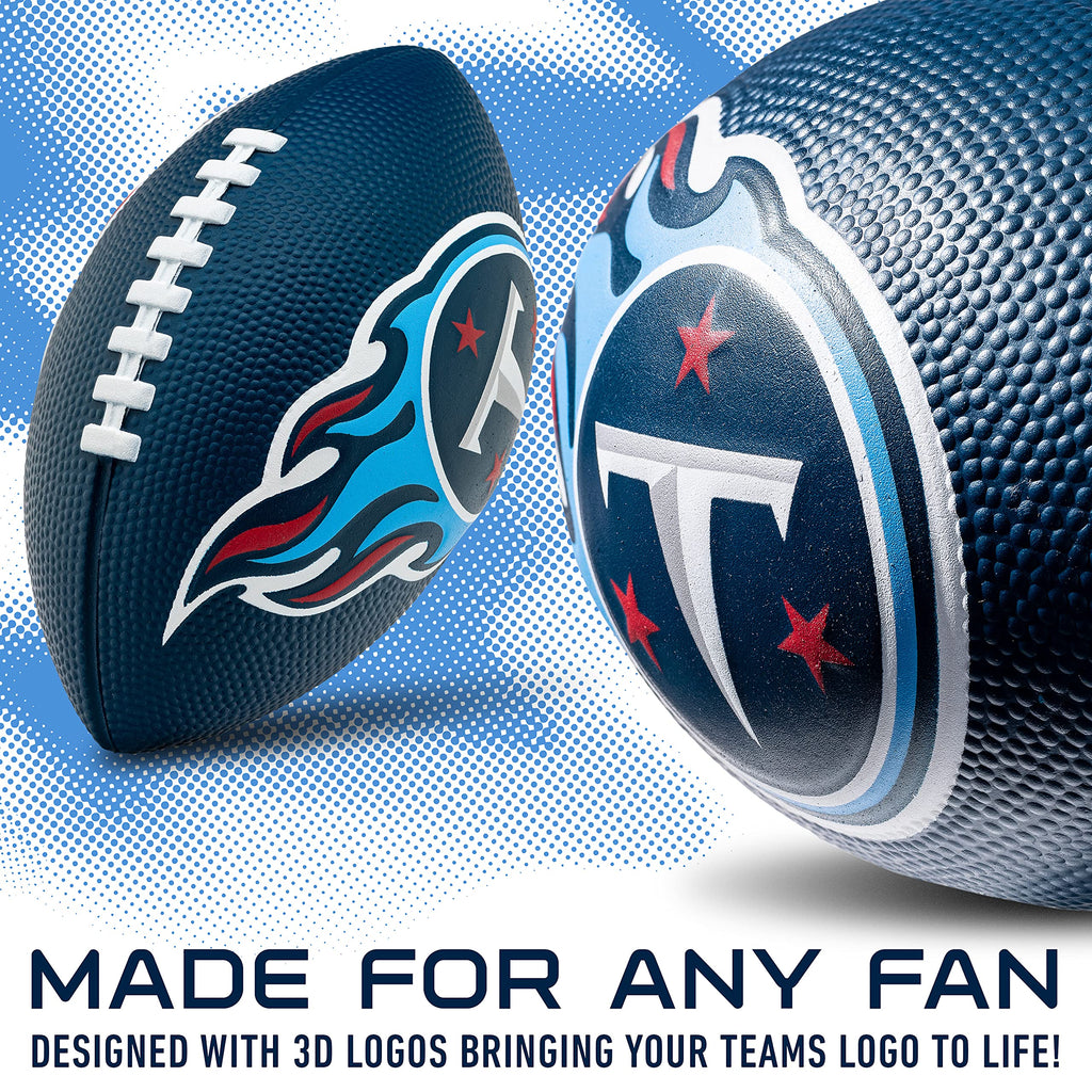 Franklin Sports Nfl Tennesse Titans Football - Kids Foam Football - Soft Football - Mini Size - Perfect For Gameday - 8.5'' 3D L