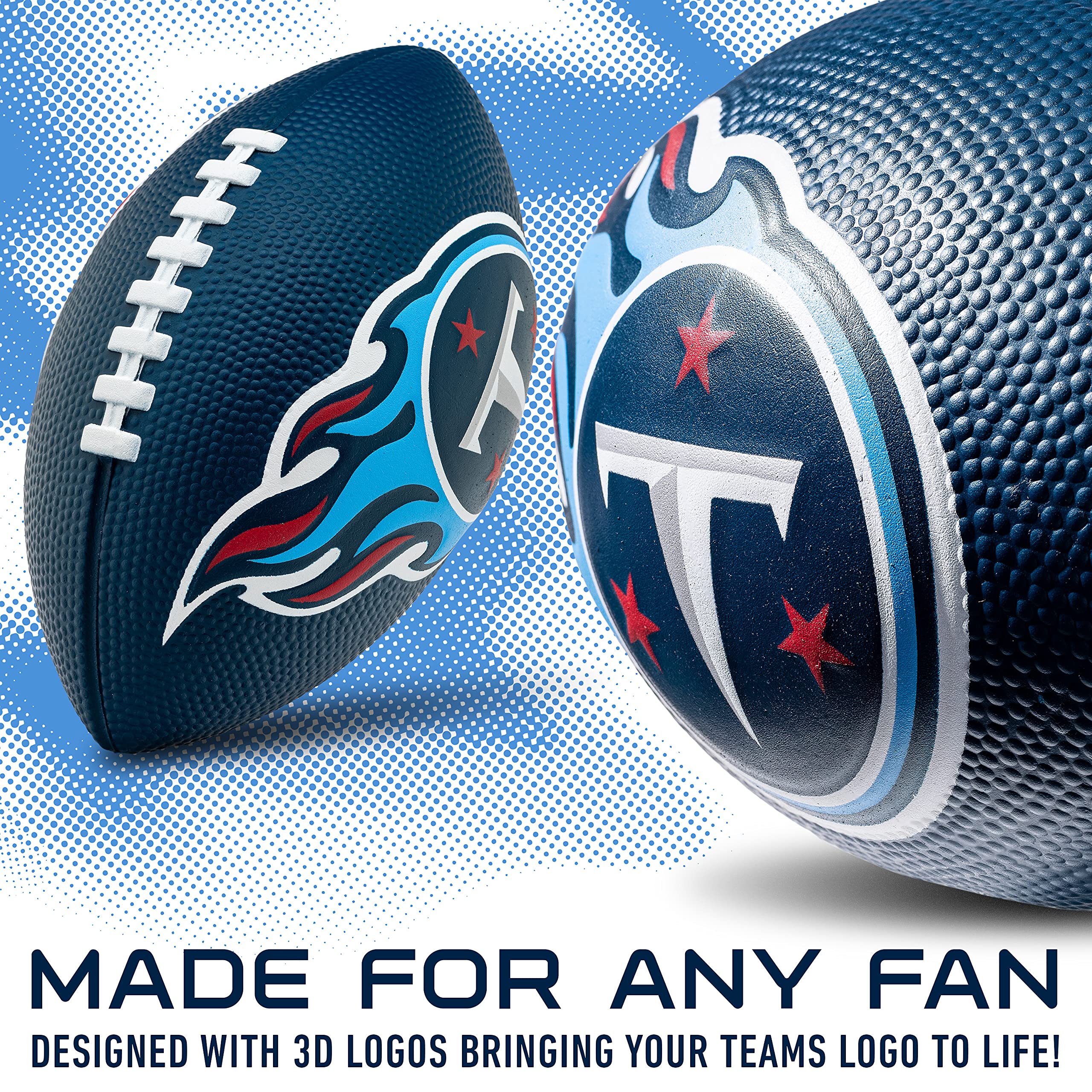 Franklin Sports Nfl Tennesse Titans Football - Kids Foam Football - Soft Football - Mini Size - Perfect For Gameday - 8.5'' 3D L