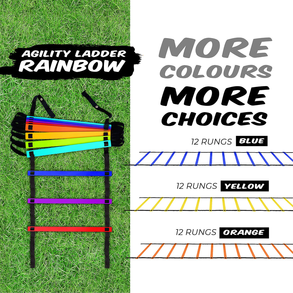 Yes4All Agility Ladder Speed Training Equipment - Speed Ladder For Kids And Adults With Carry Bag - 12 Rungs, Rainbow