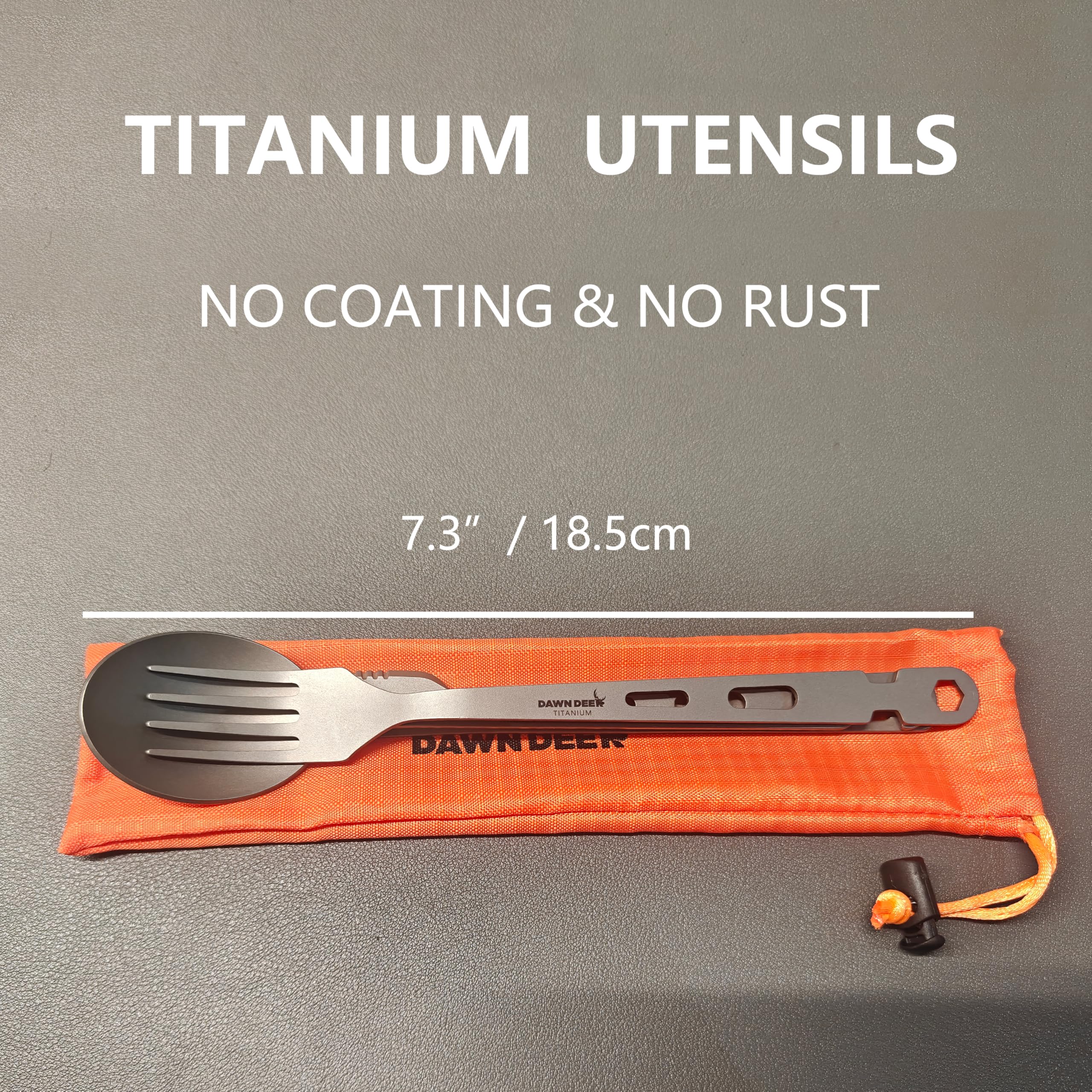 Dawn Deer Titanium Fork & Spoon Set - Camping Tongs | Ultralight Backpacking Utensils, Heat-Resistant & Rustproof | Backpacking,