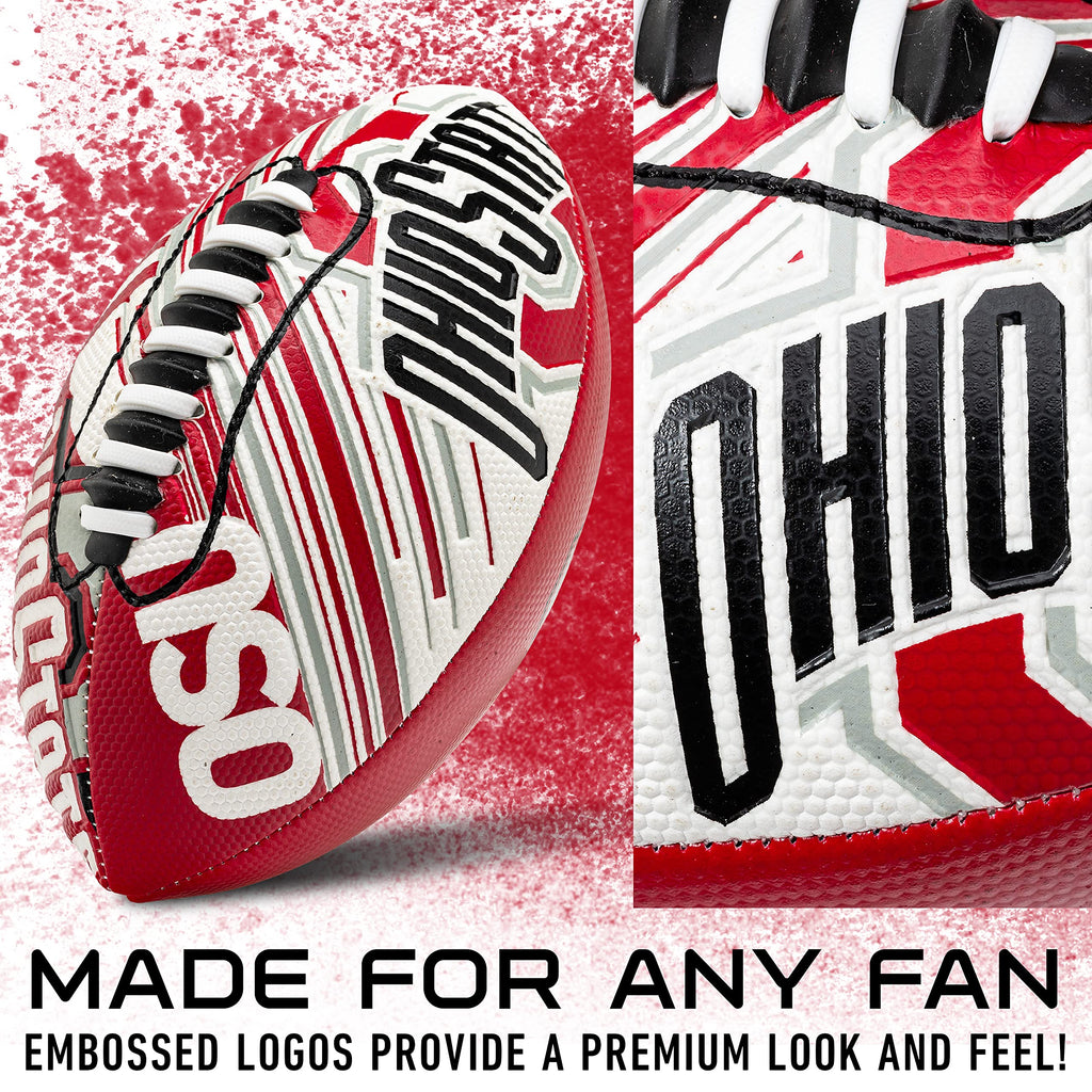 Franklin Sports Ohio State Foam Football - Youth Mini Football For Kids - 8.5'' Junior Soft Foam Ball - Spacelace Easy Grip Cove