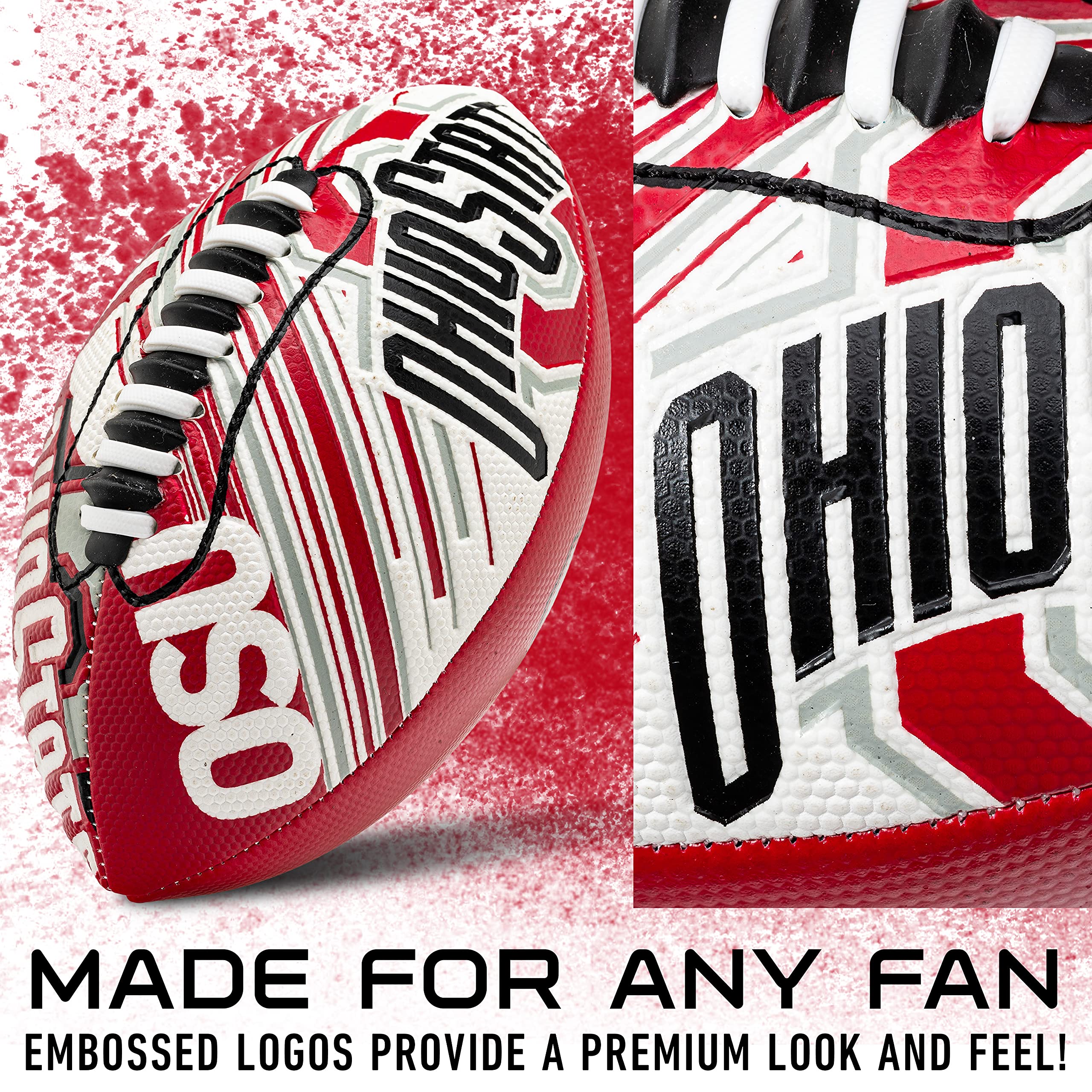 Franklin Sports Ohio State Foam Football - Youth Mini Football For Kids - 8.5'' Junior Soft Foam Ball - Spacelace Easy Grip Cove