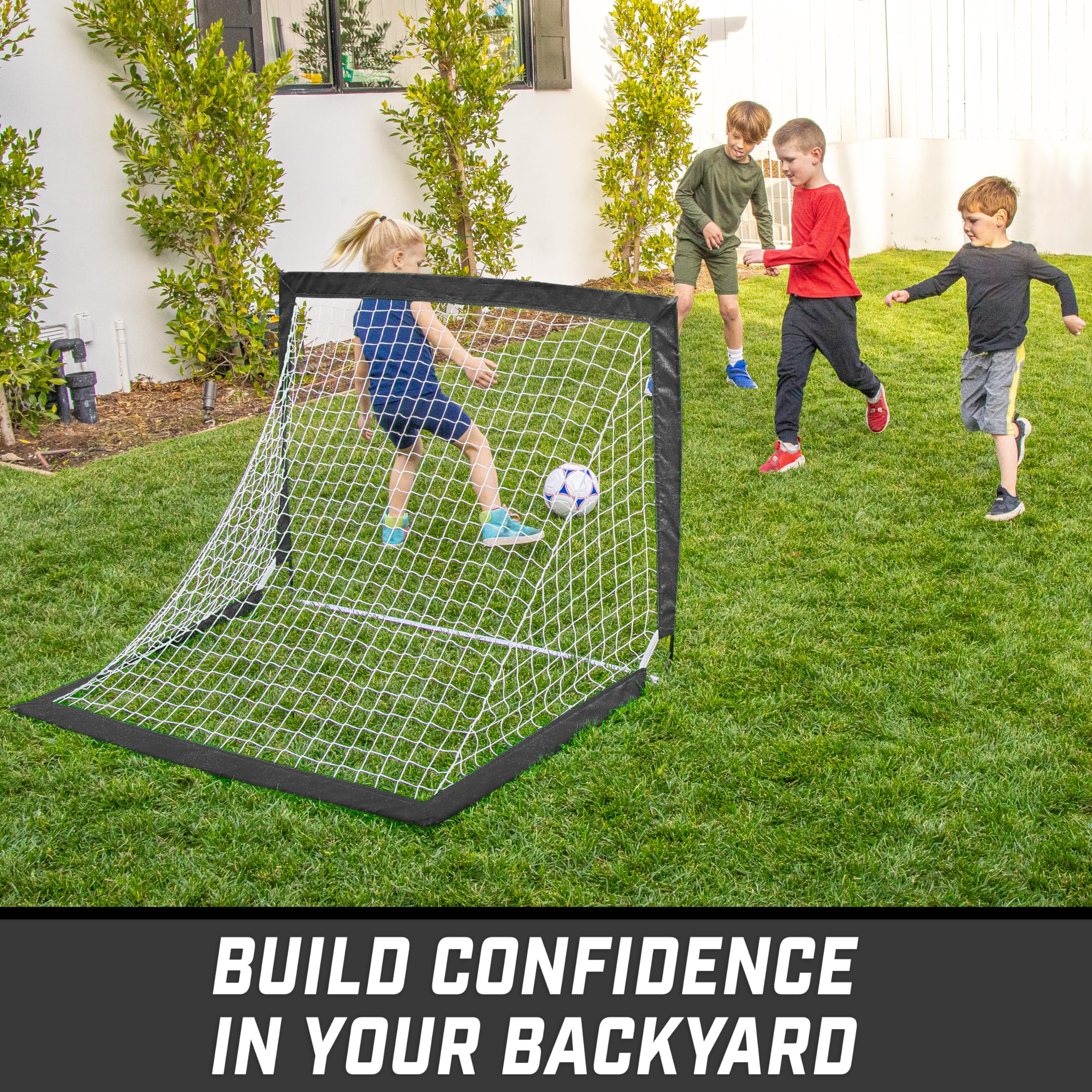 Gosports Team Tone 4 Ft X 3 Ft Portable Soccer Goal For Kids - Pop Up Net For Backyard - Black