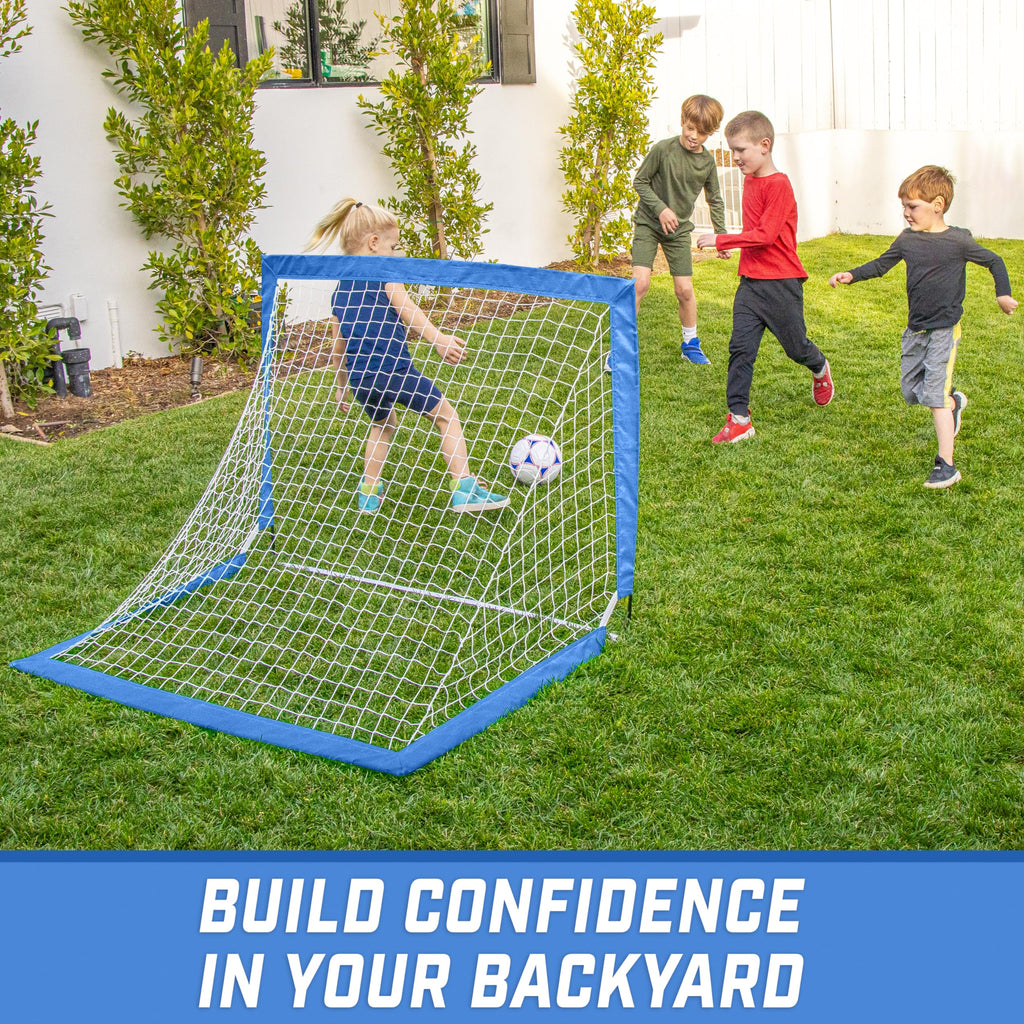 Gosports Team Tone 4 Ft X 3 Ft Portable Soccer Goal For Kids - Pop Up Net For Backyard - Royal Blue