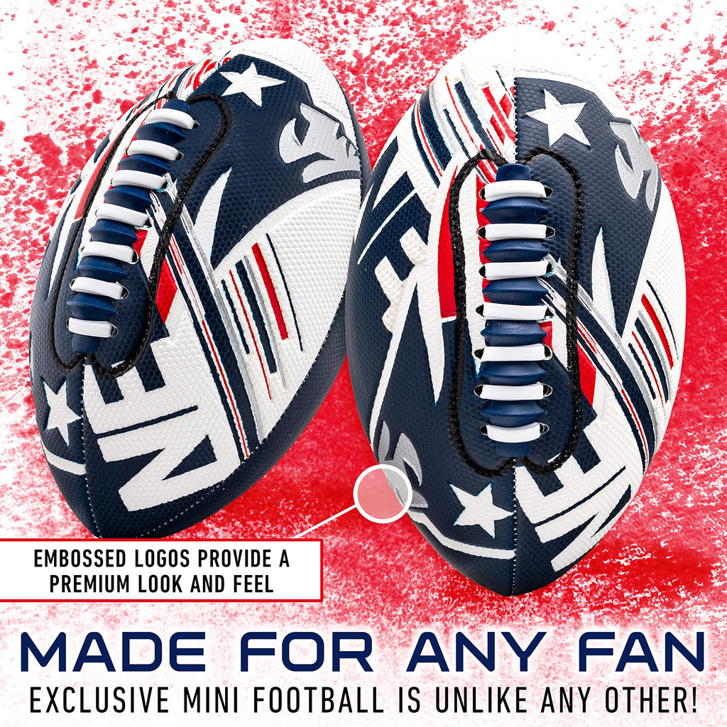 Franklin Sports Nfl New England Patriots Football - Youth Mini Football - 8.5'' Junior Size Ball - Spacelace Easy Grip Texture-