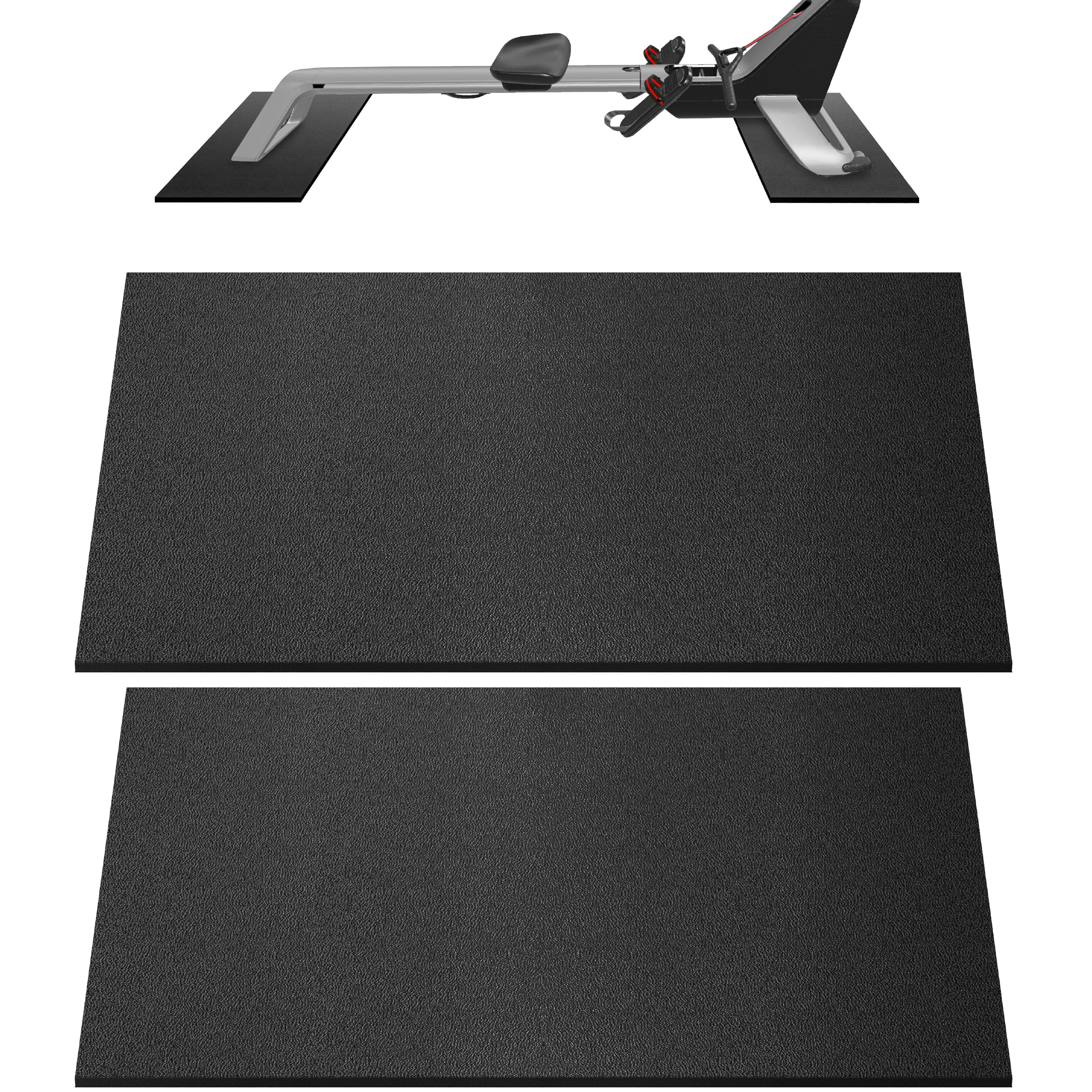 Crostice Double Mat Compatible With Peloton Bike, Row & Concept 2 Rowing Machine, Thickness 6Mm, Bike Trainer Accessories, 11.8X