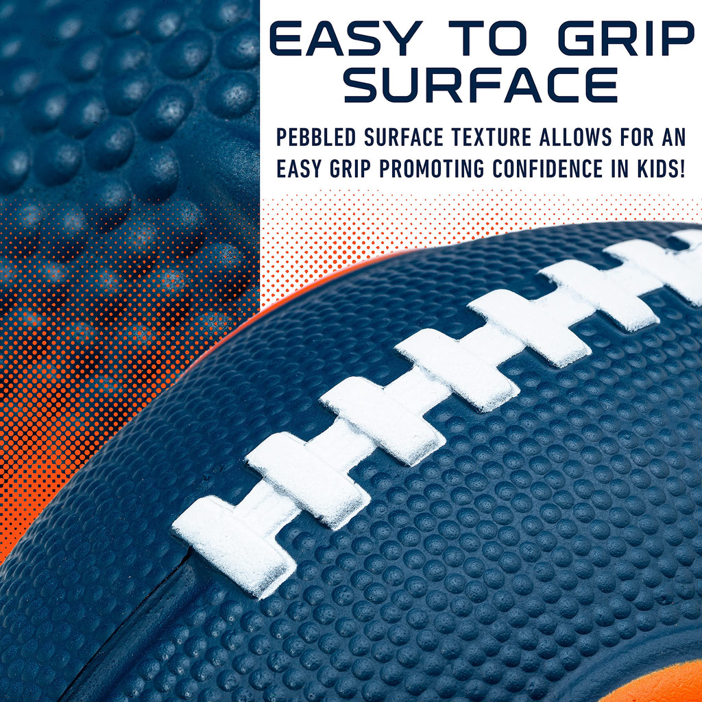 Franklin Sports Nfl Denver Broncos Football - Kids Foam Football - Soft Football - Mini Size - Perfect For Gameday - 8.5'' 3D Lo