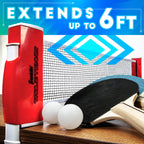 Franklin Sports Table Tennis To Go Portable Ping Pong Net Set - Any Table Top Adjustable, (2) Ping Pong Paddles + (2) Ping Pong