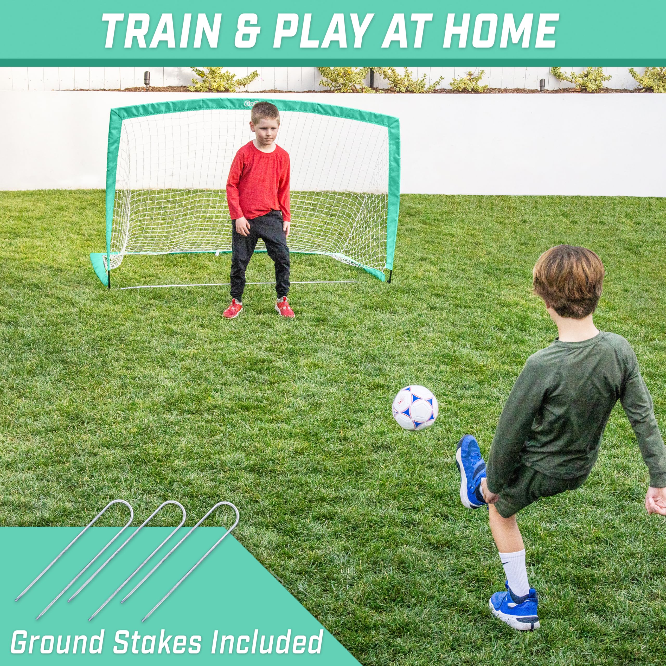 Gosports Team Tone 6 Ft X 4 Ft Portable Soccer Goal For Kids - Pop Up Net For Backyard - Turquoise
