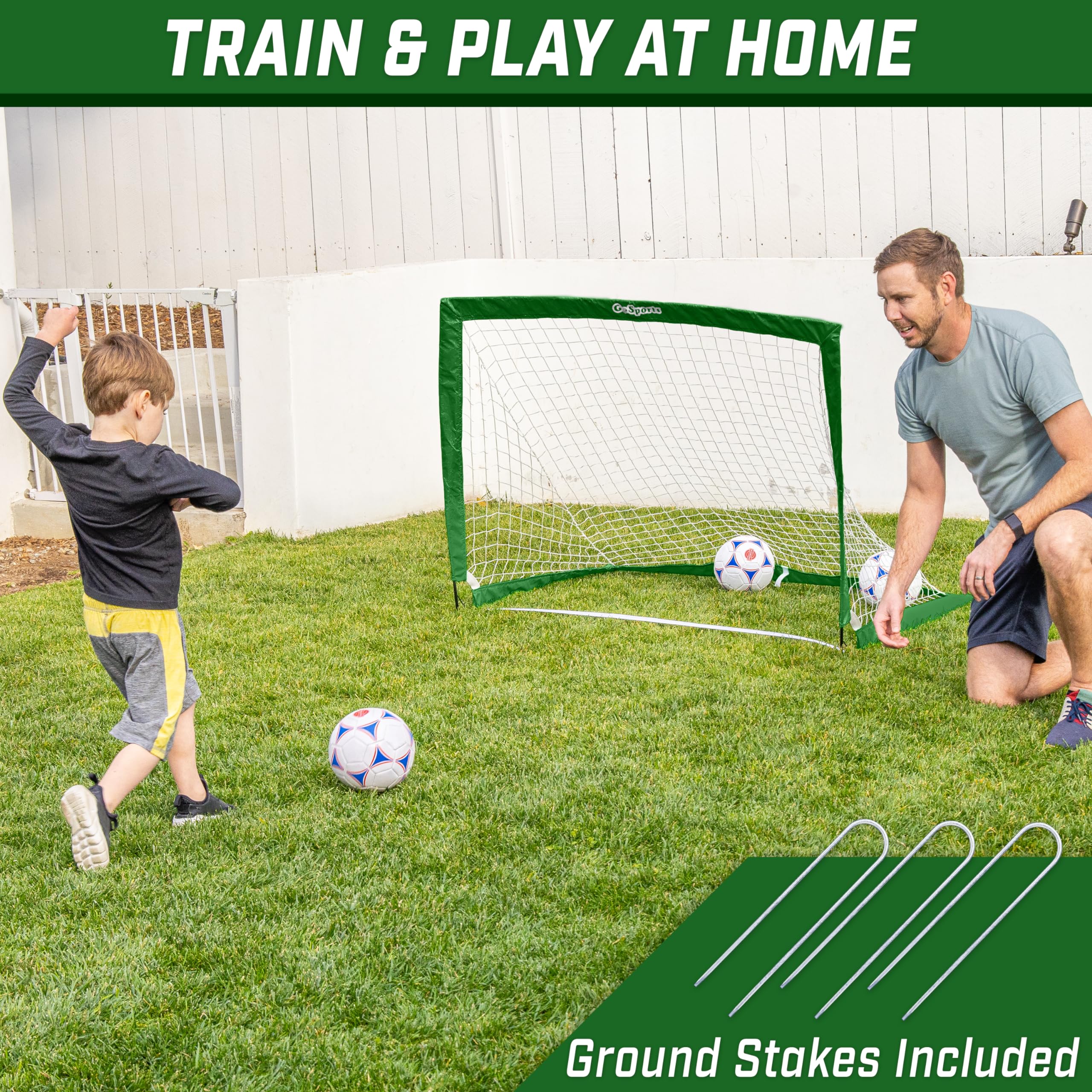 Gosports Team Tone 4 Ft X 3 Ft Portable Soccer Goal For Kids - Pop Up Net For Backyard - Dark Green