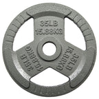 Hulkfit 2-Inch Iron Plate For Strength Training, Weightlifting, Single (35 Pounds), Silver